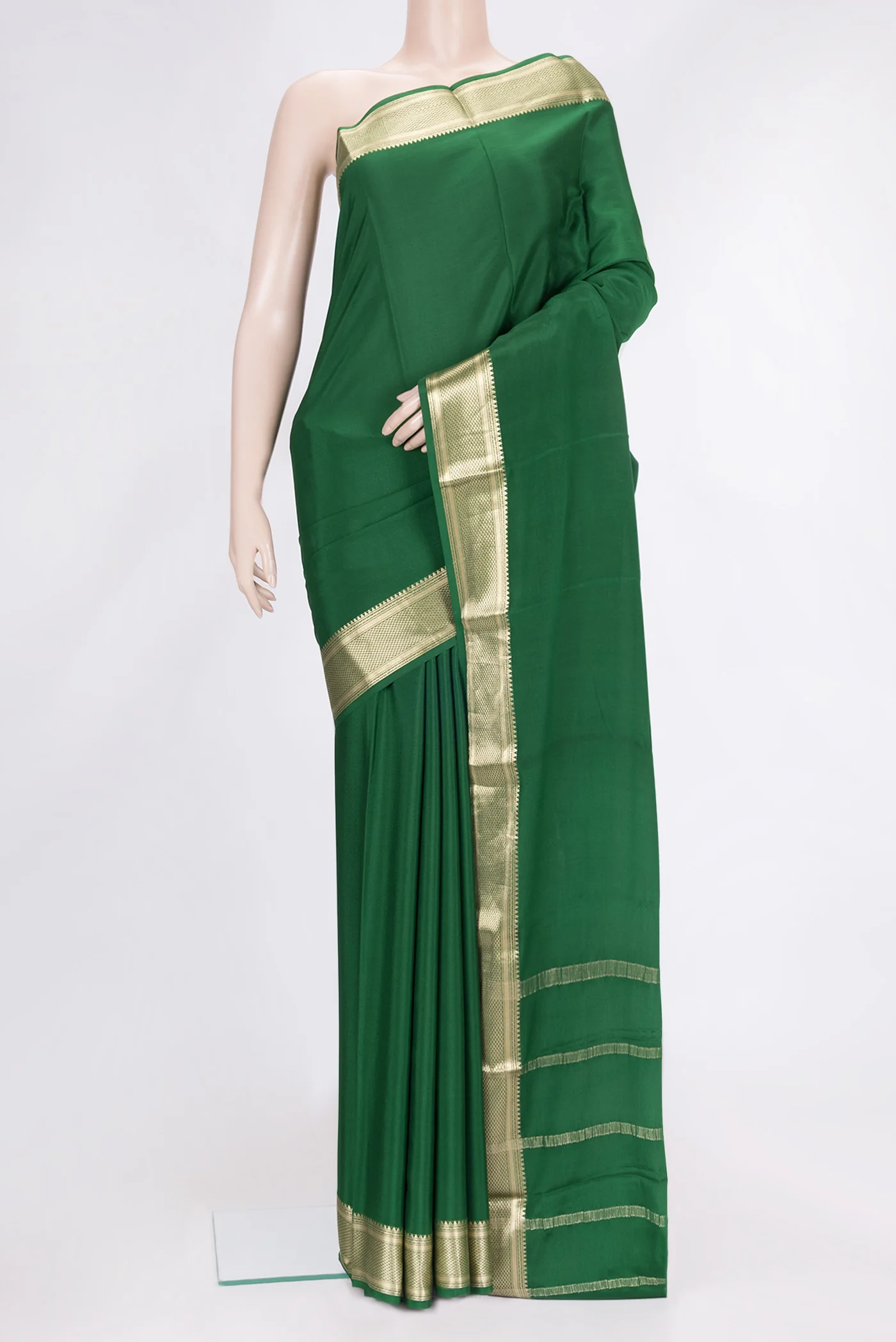 Bottle Green Mysore Crepe Saree