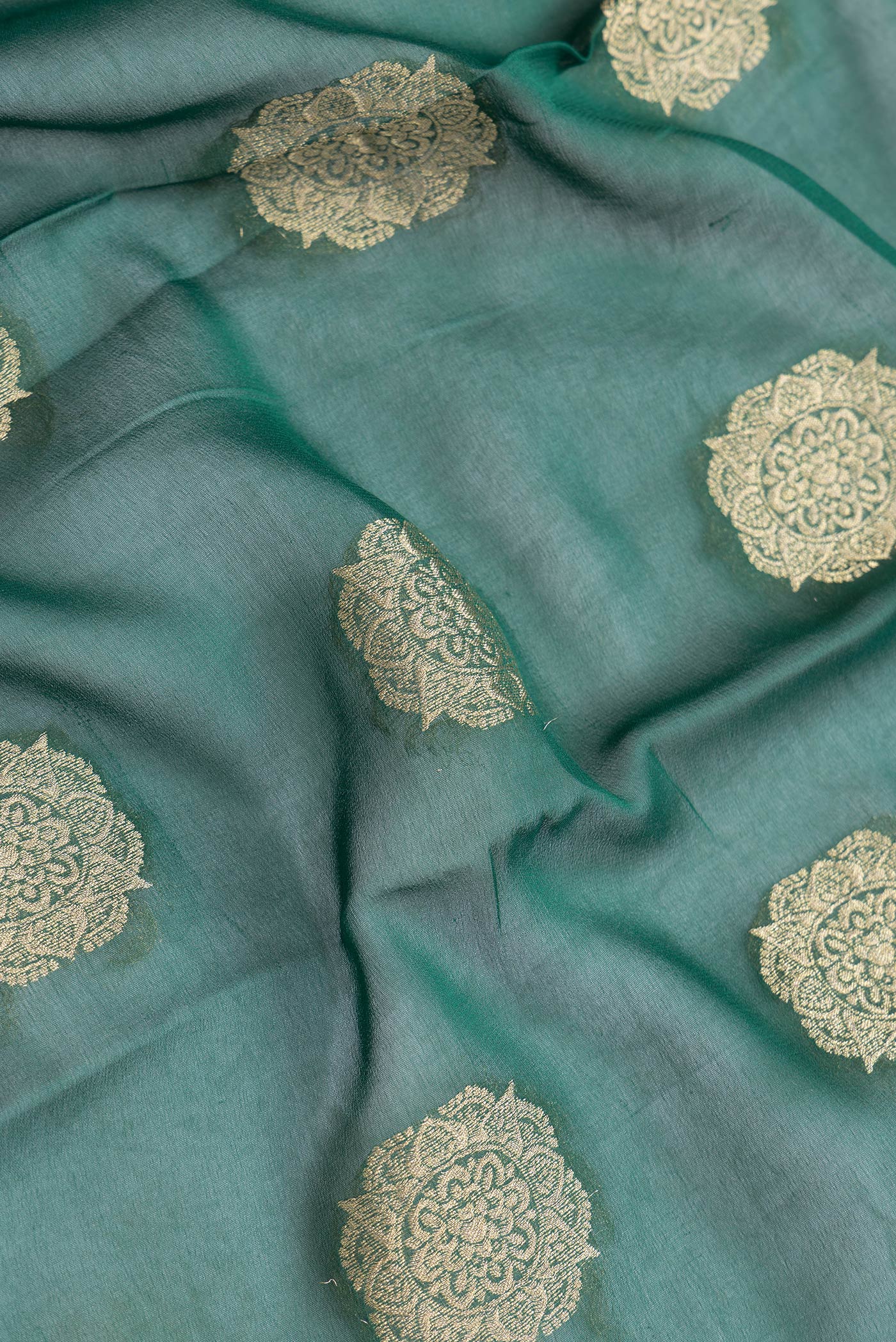 Bottle Green Mysore Georgette Saree - Image 2