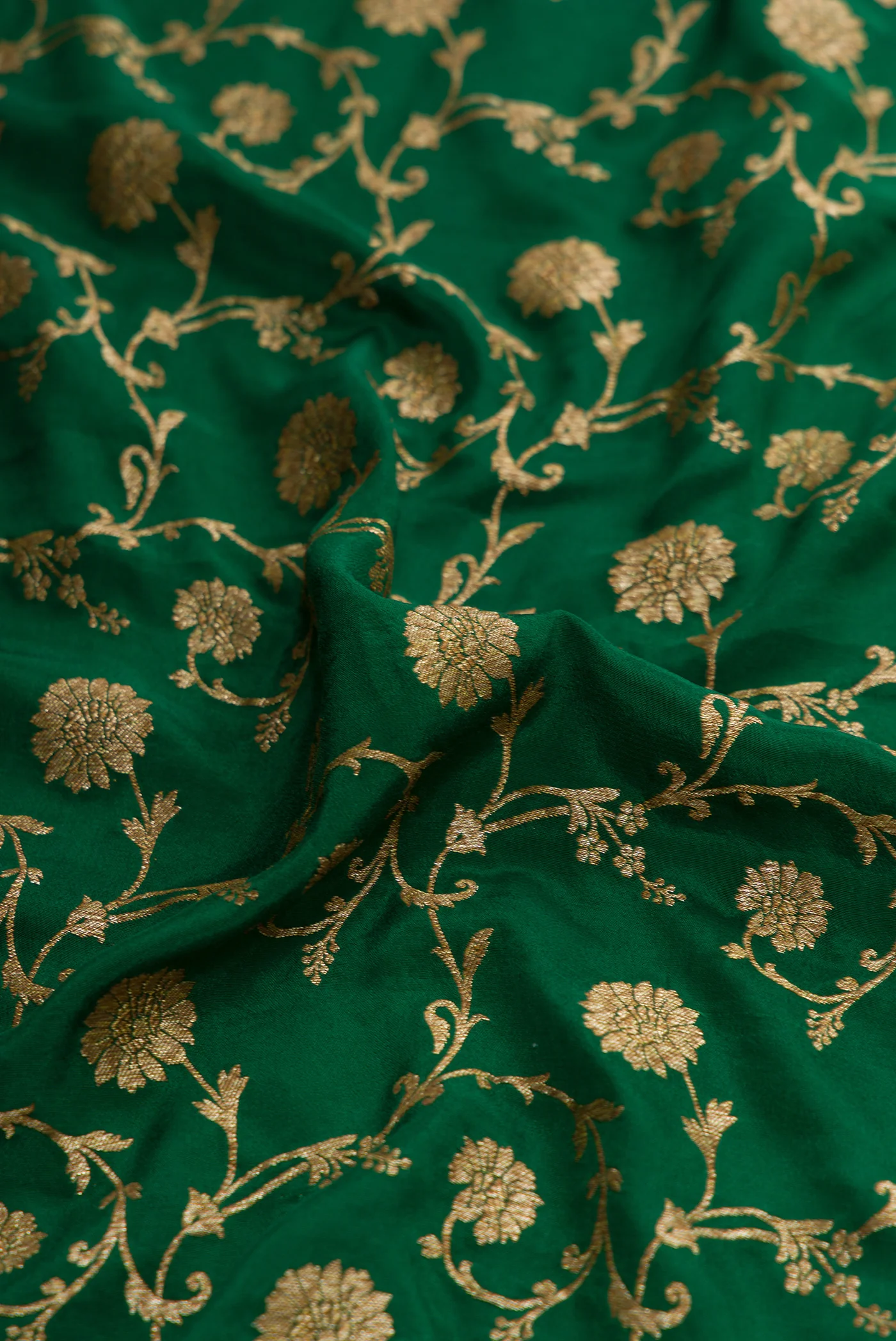 Bottle Green Banarasi Georgette Saree - Image 2
