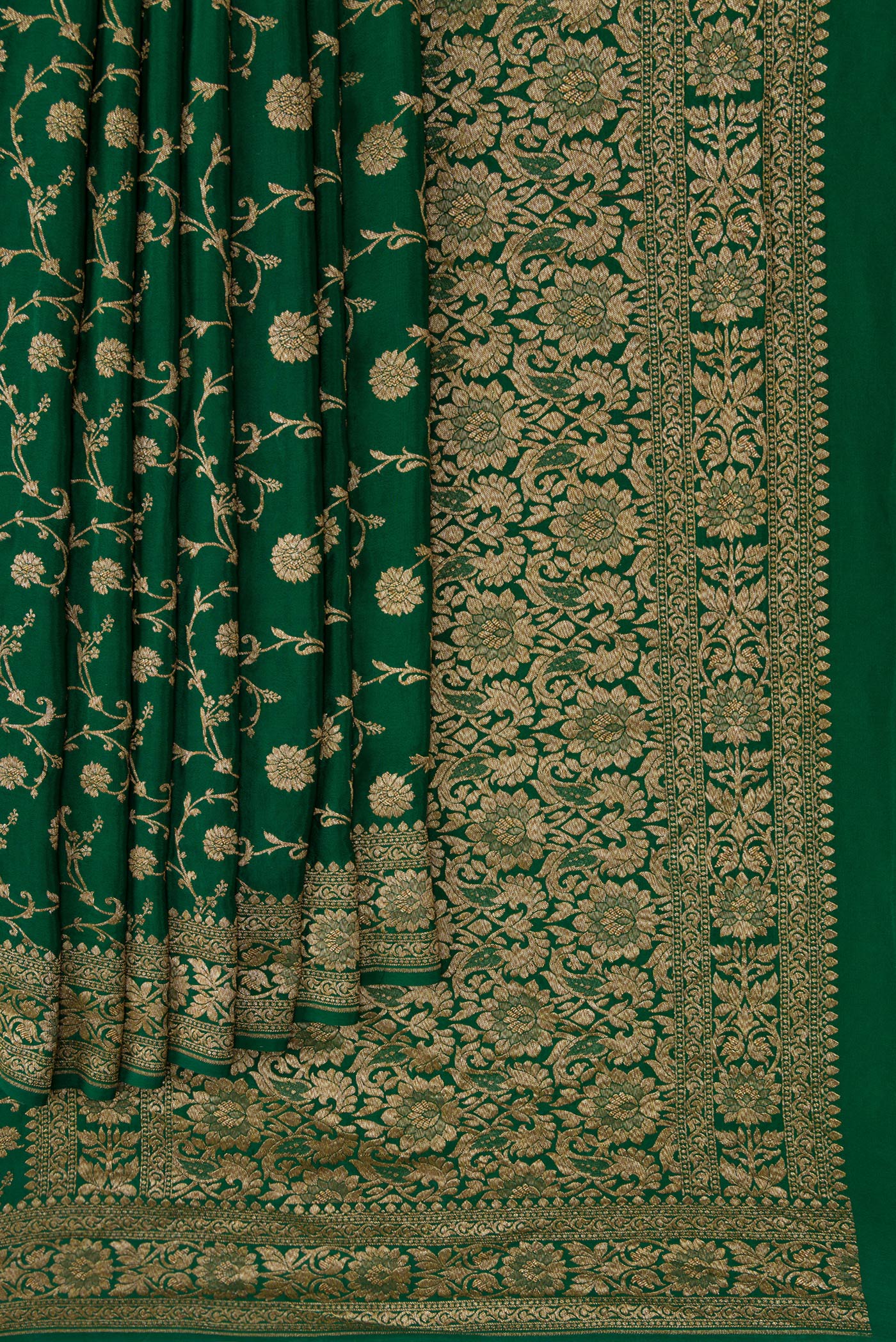 Bottle Green Banarasi Georgette Saree - Image 4