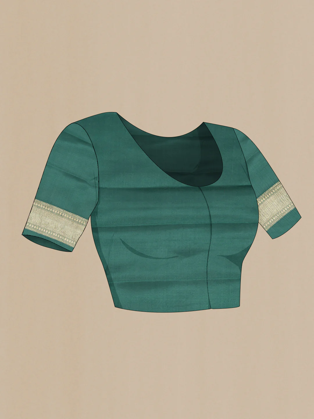 Bottle Green Mysore Crepe Saree - Image 5