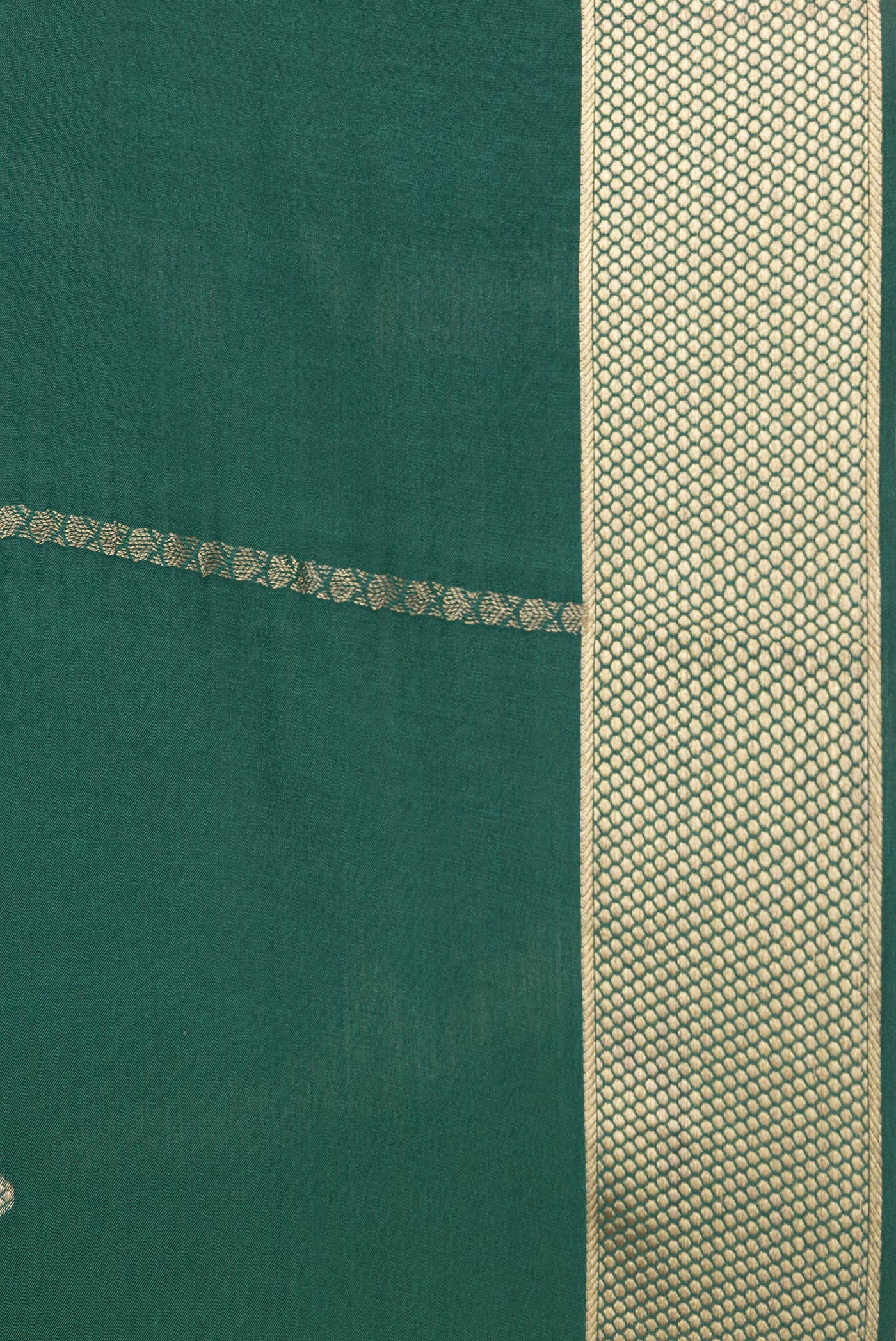 Bottle Green Mysore Crepe Saree - Image 3