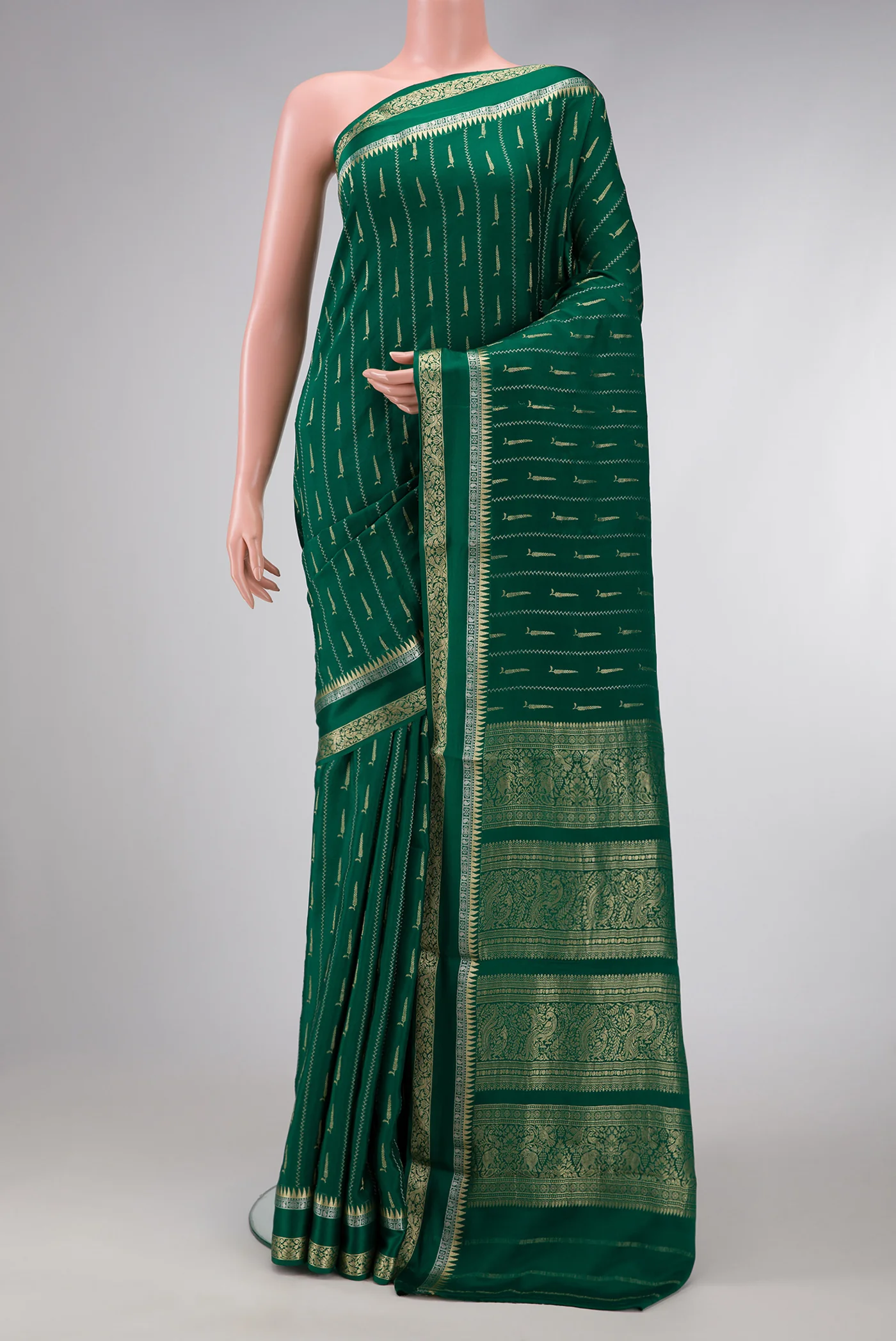 Bottle Green Mysore Crepe Saree