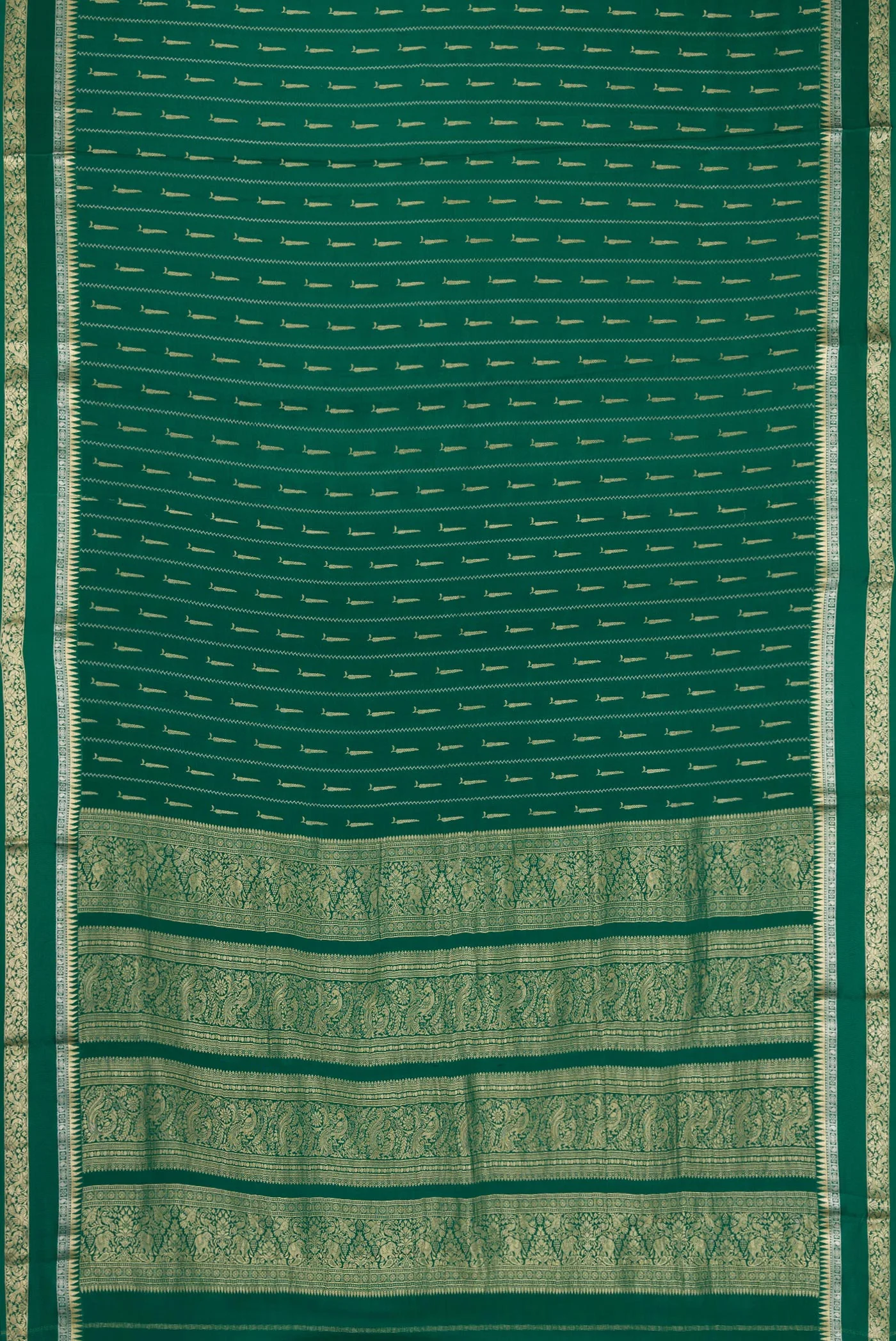 Bottle Green Mysore Crepe Saree - Image 6