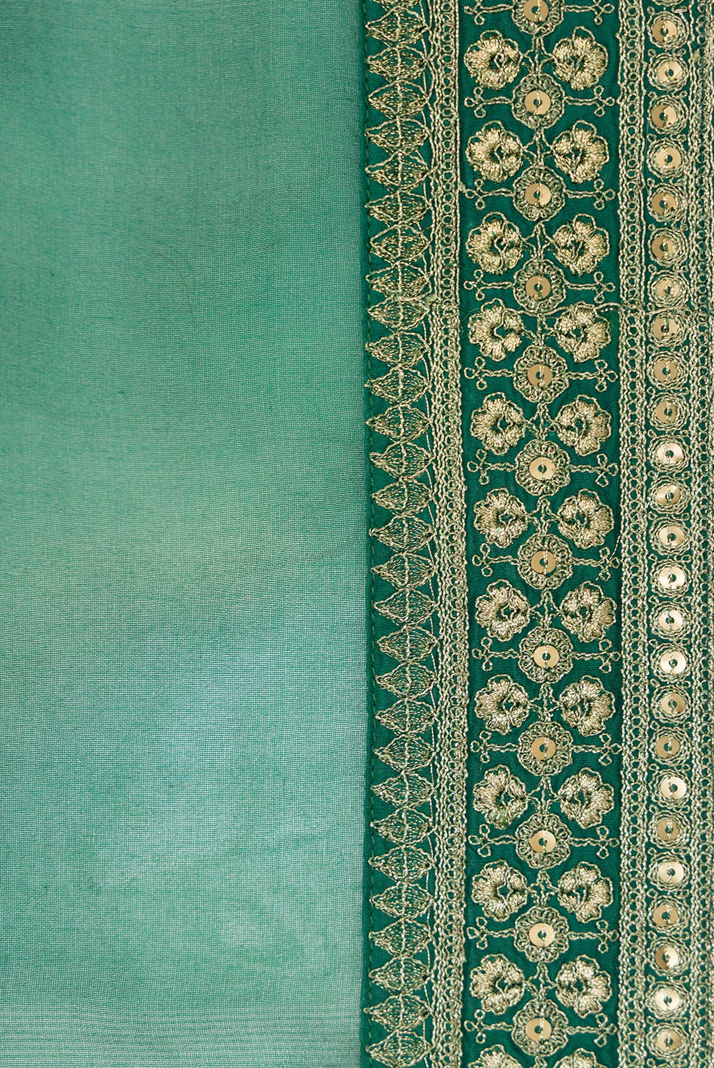 Bottle Green Organza Silk Saree - Image 3