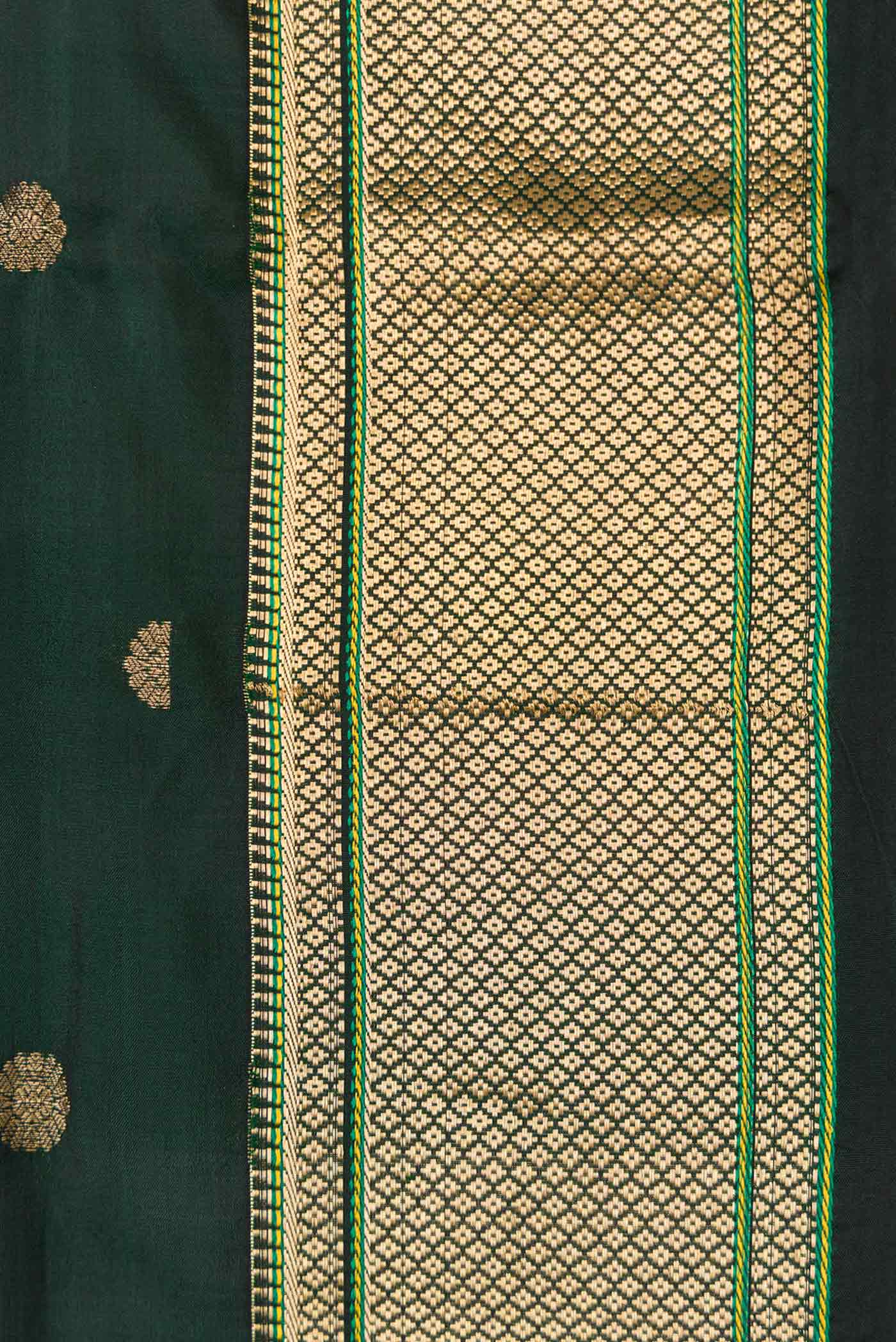 Bottle Green Dual Tone Paithani Silk Saree - Image 3