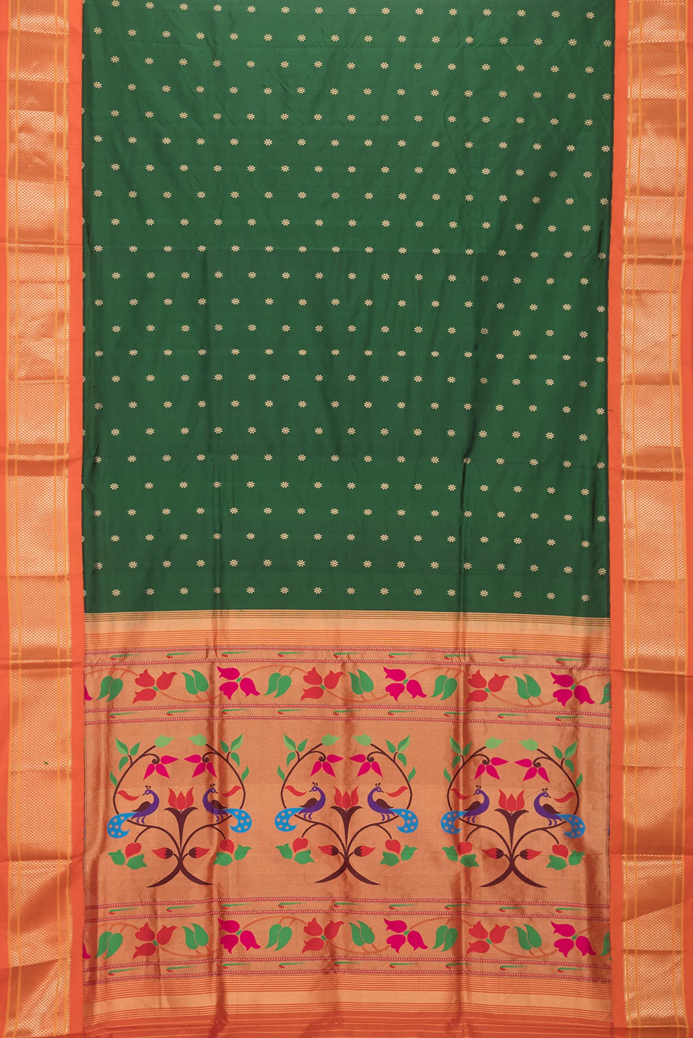 Bottle Green Paithani Silk Saree - Image 6