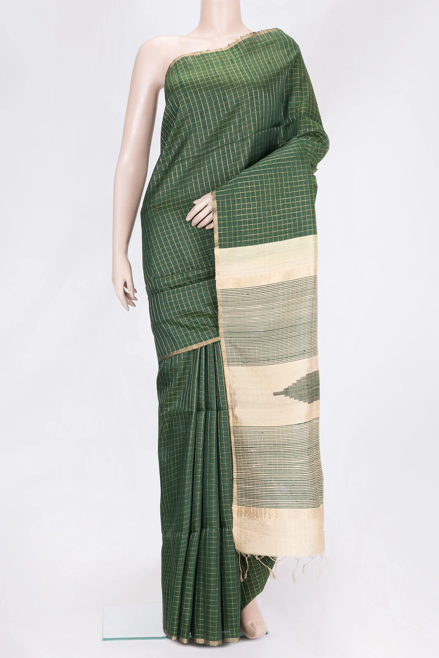 Bottle Green Raw Silk Saree