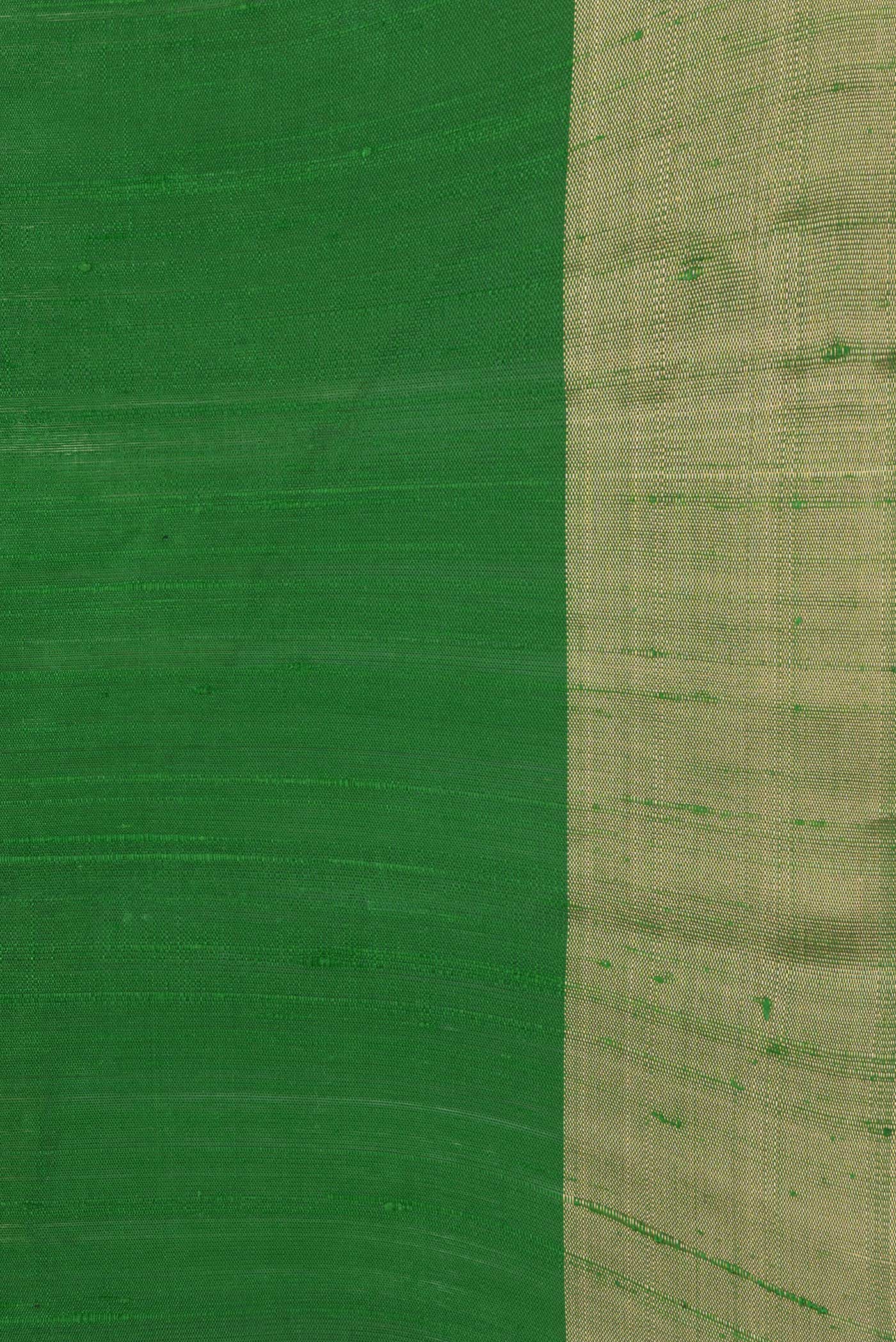 Green Raw Silk Saree - Image 3