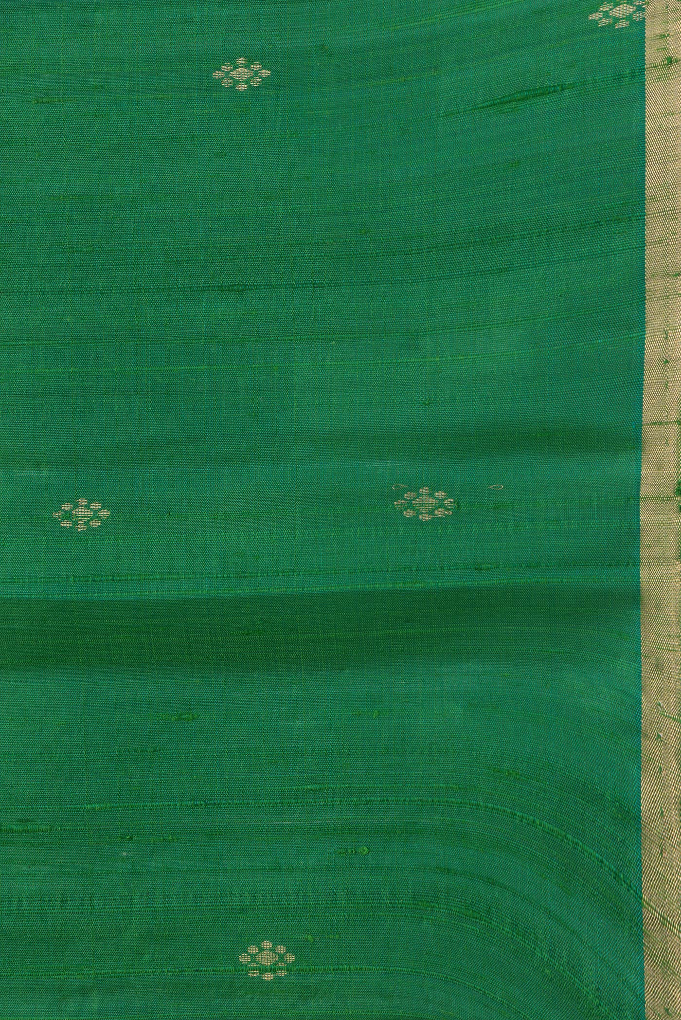 Green Raw Silk Saree - Image 3