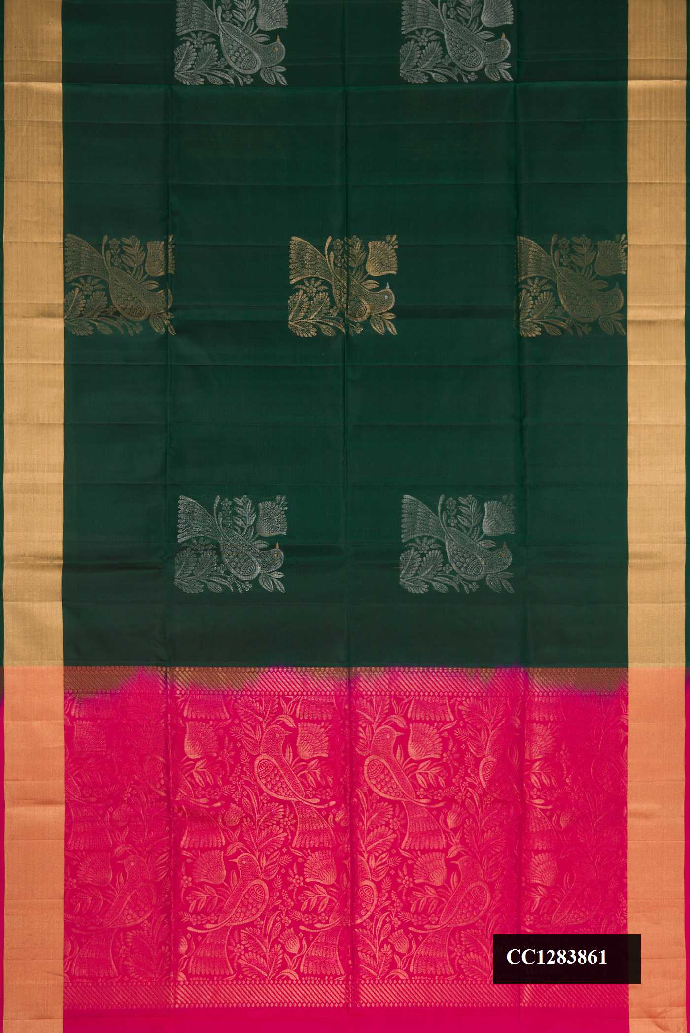 Bottle Green Dual Tone Soft Silk Saree