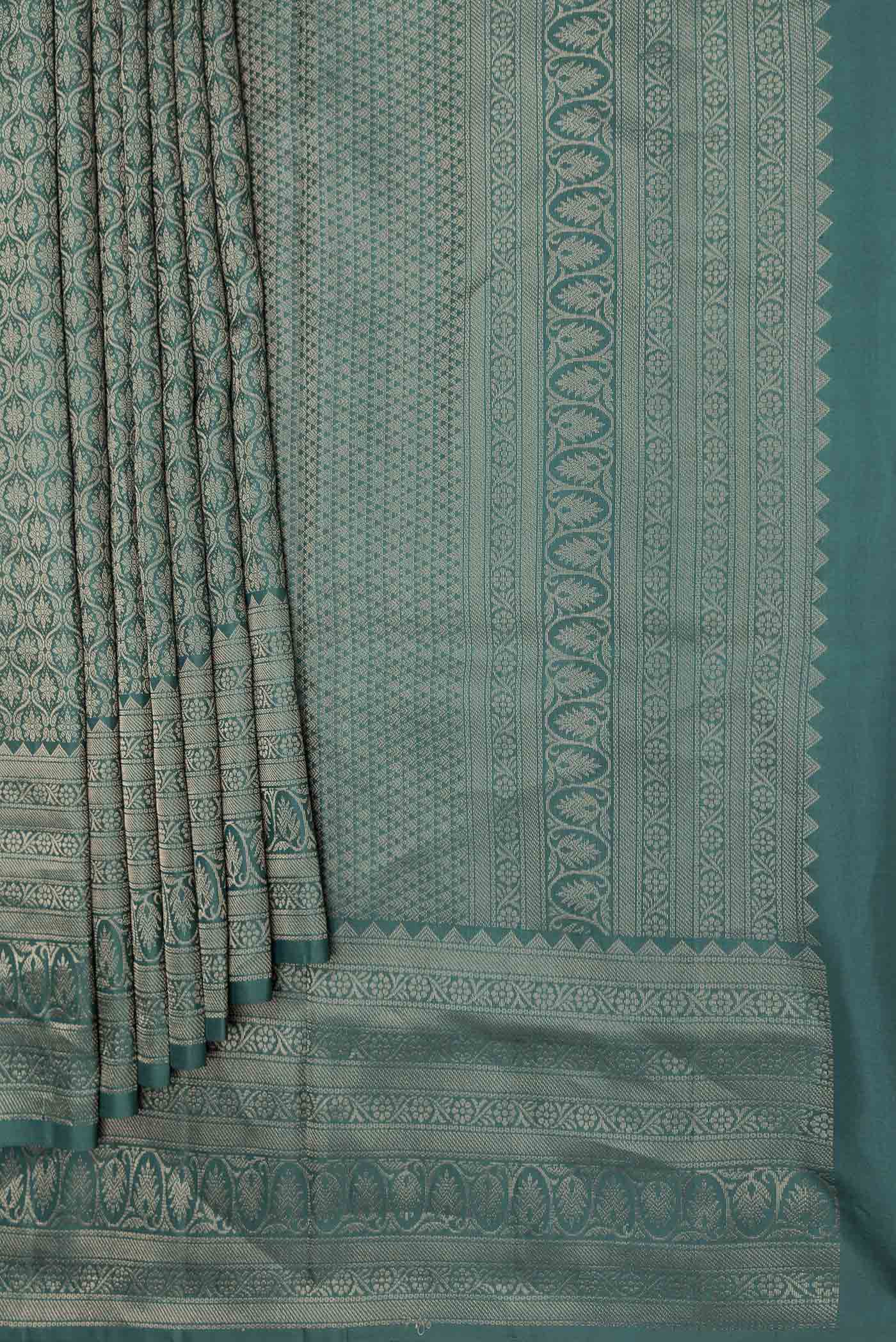 Bottle Green Dual Tone Soft Silk Saree - Image 4