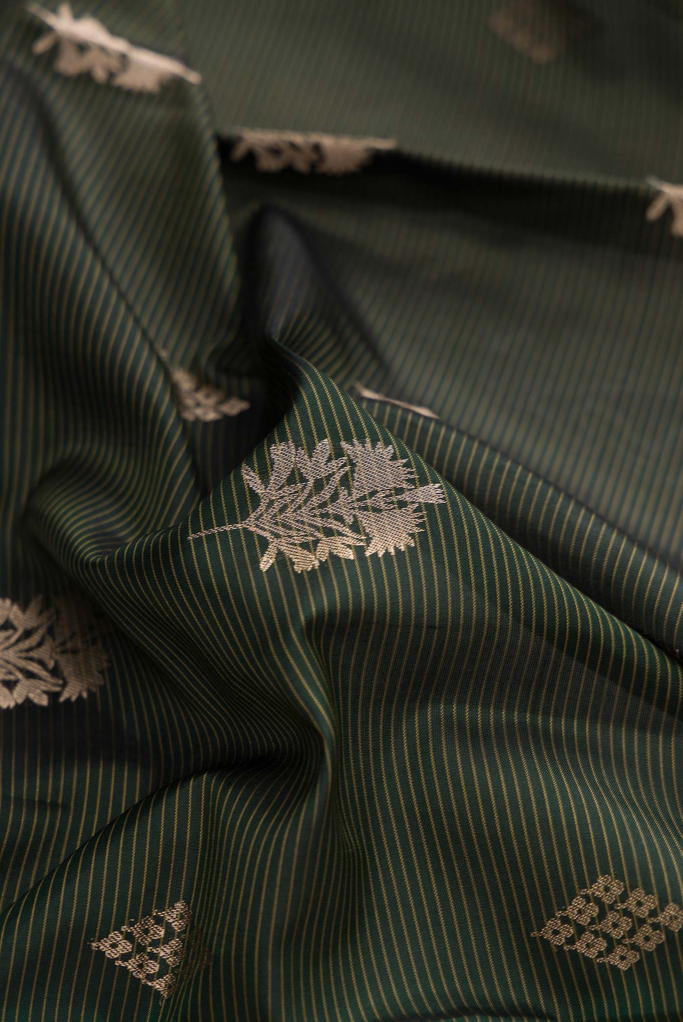 Bottle Green Dual Tone Soft Silk Saree - Image 2
