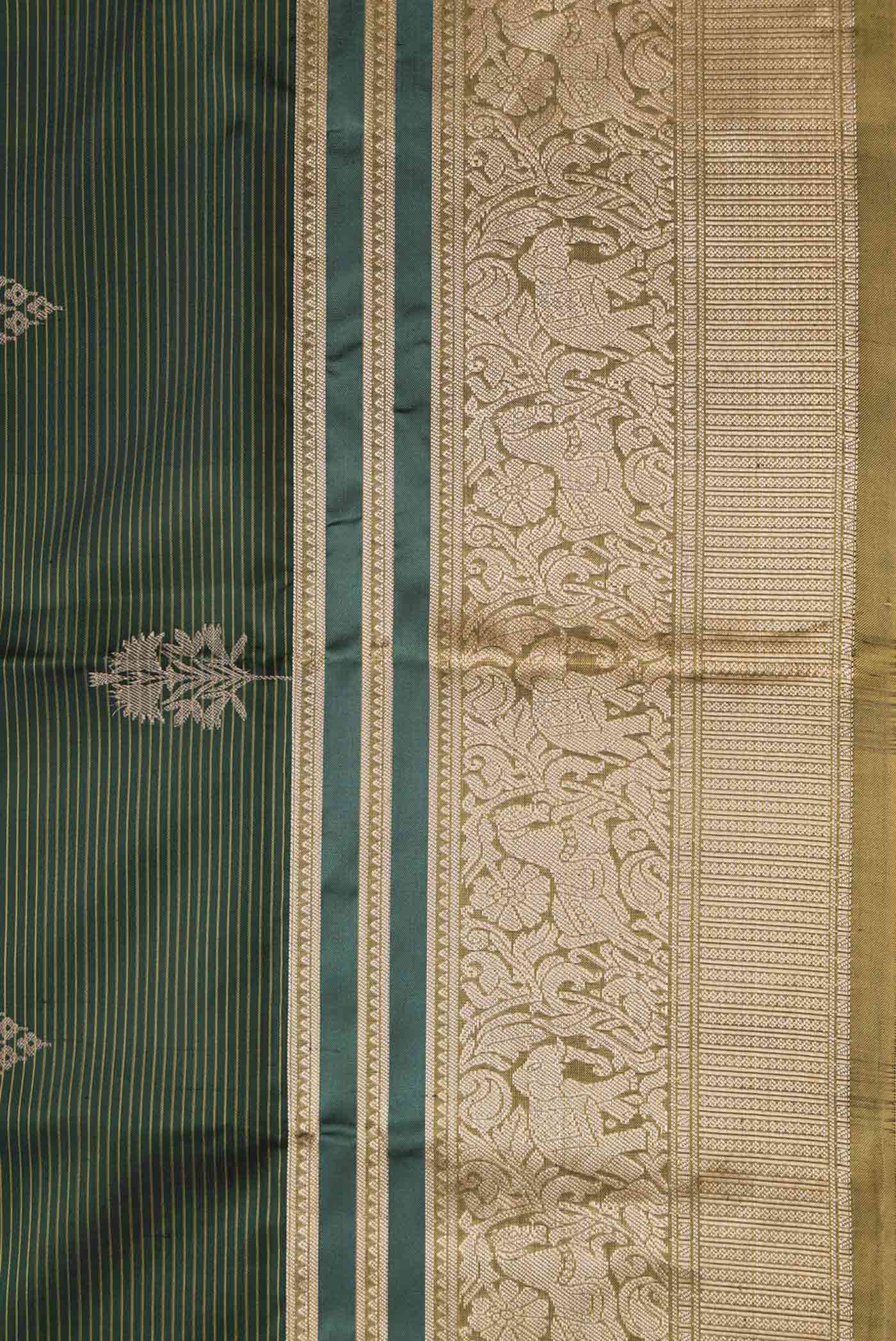 Bottle Green Dual Tone Soft Silk Saree - Image 3