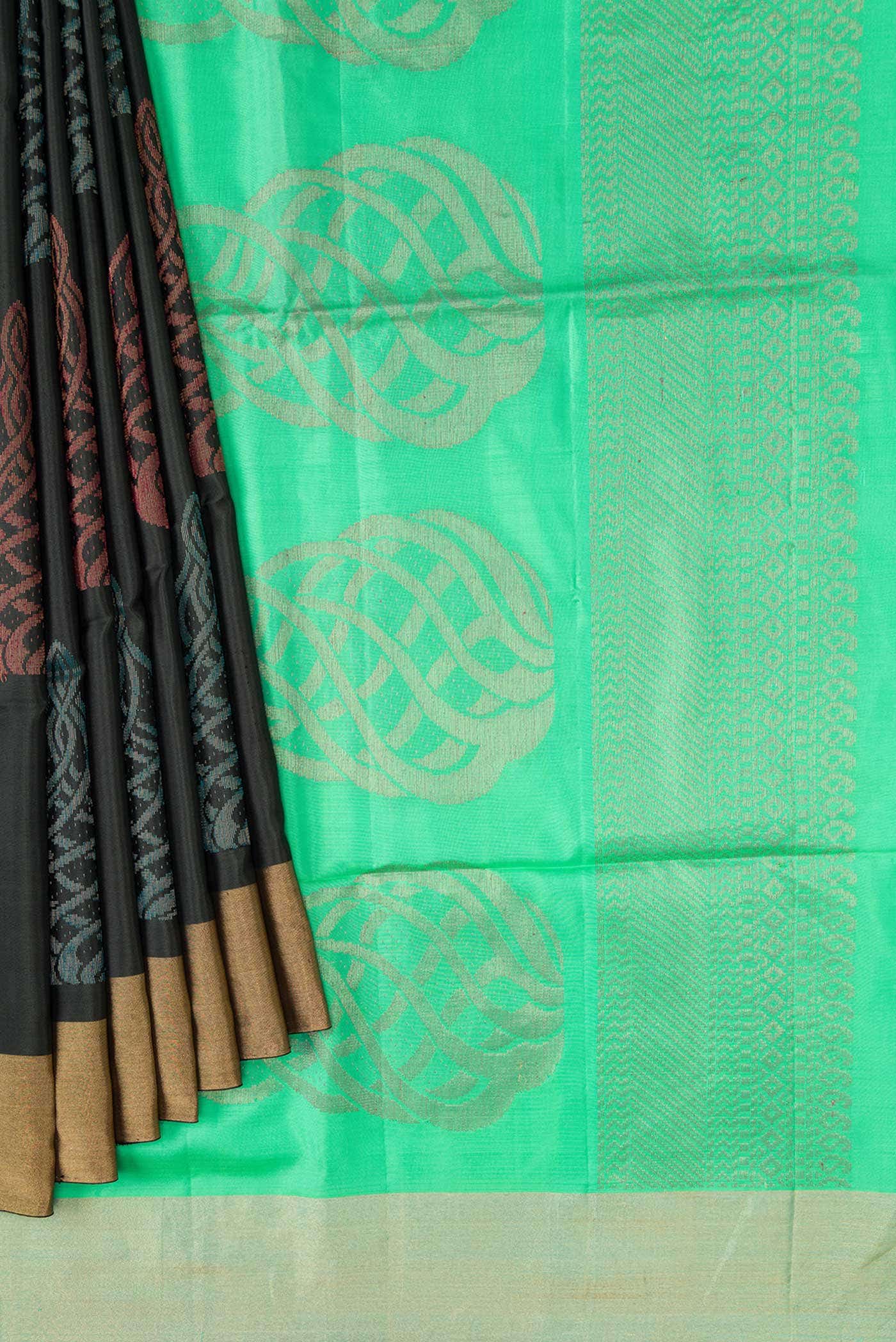 Bottle Green Dual Tone Soft Silk Saree - Image 2