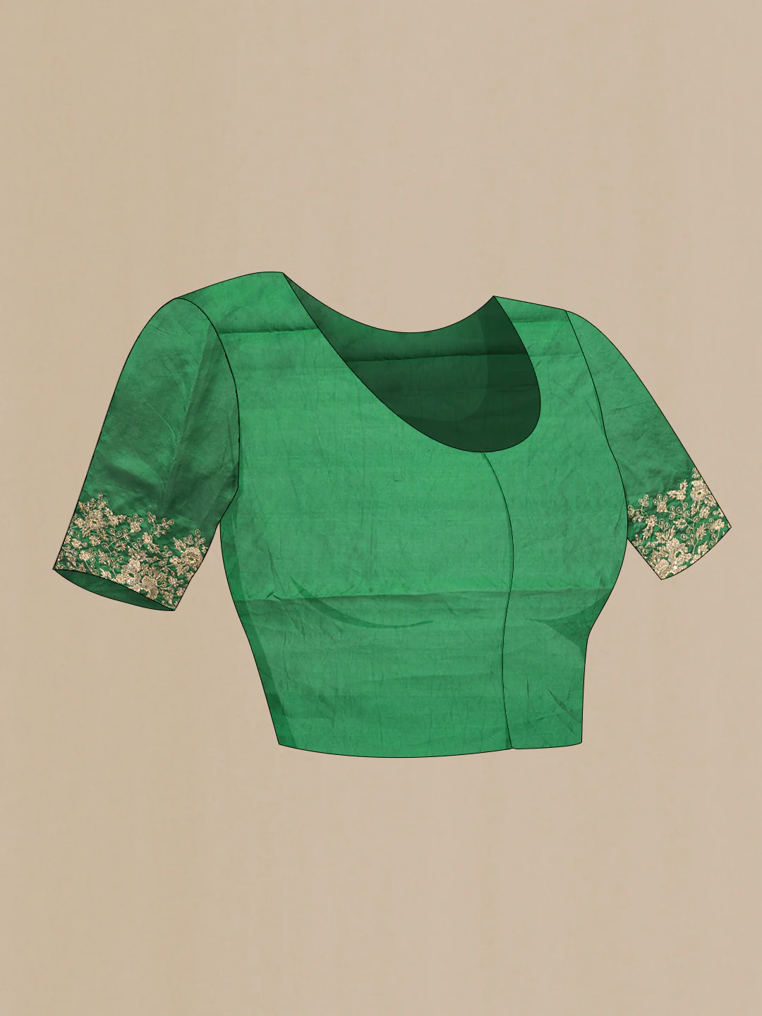 Green Raw Silk Saree - Image 4