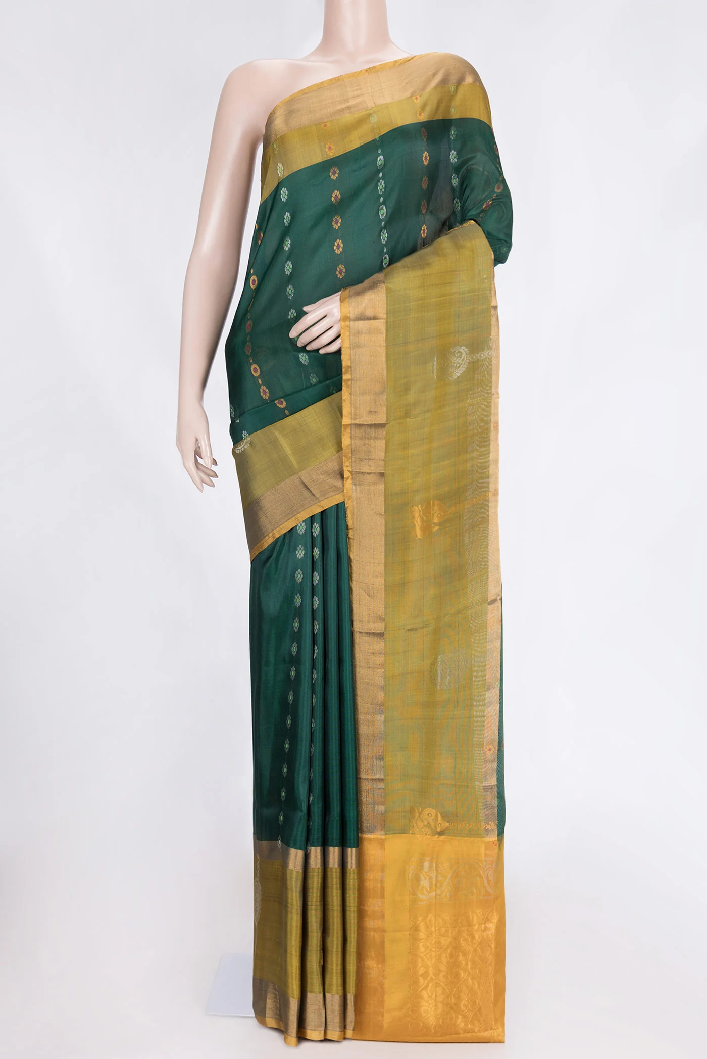 Bottle Green Uppada Silk Saree