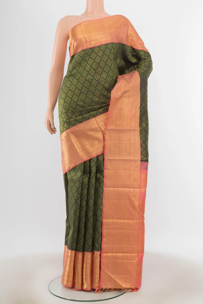 Bottle Green Kanchipuram Silk Saree