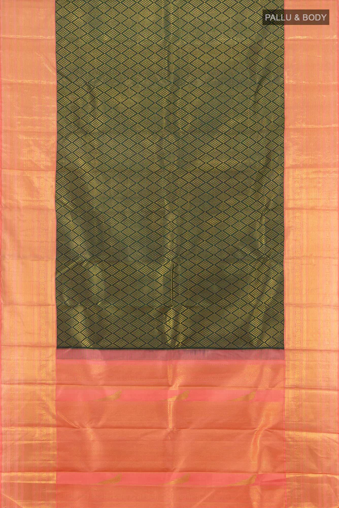 Bottle Green Kanchipuram Silk Saree - Image 5