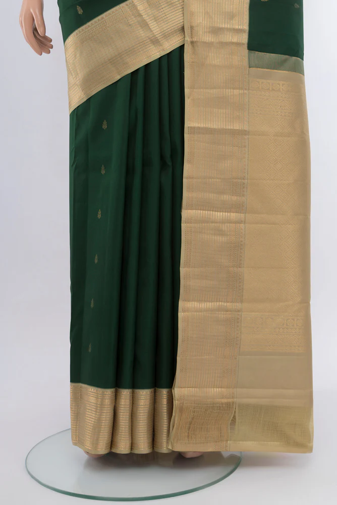 Bottle Green Kanchipuram Silk Saree - Image 3