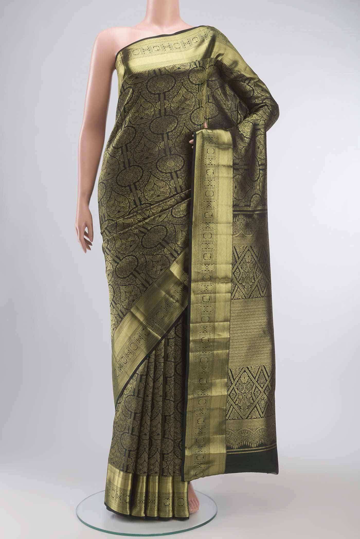 Bottle Green Kanchipuram Silk Saree