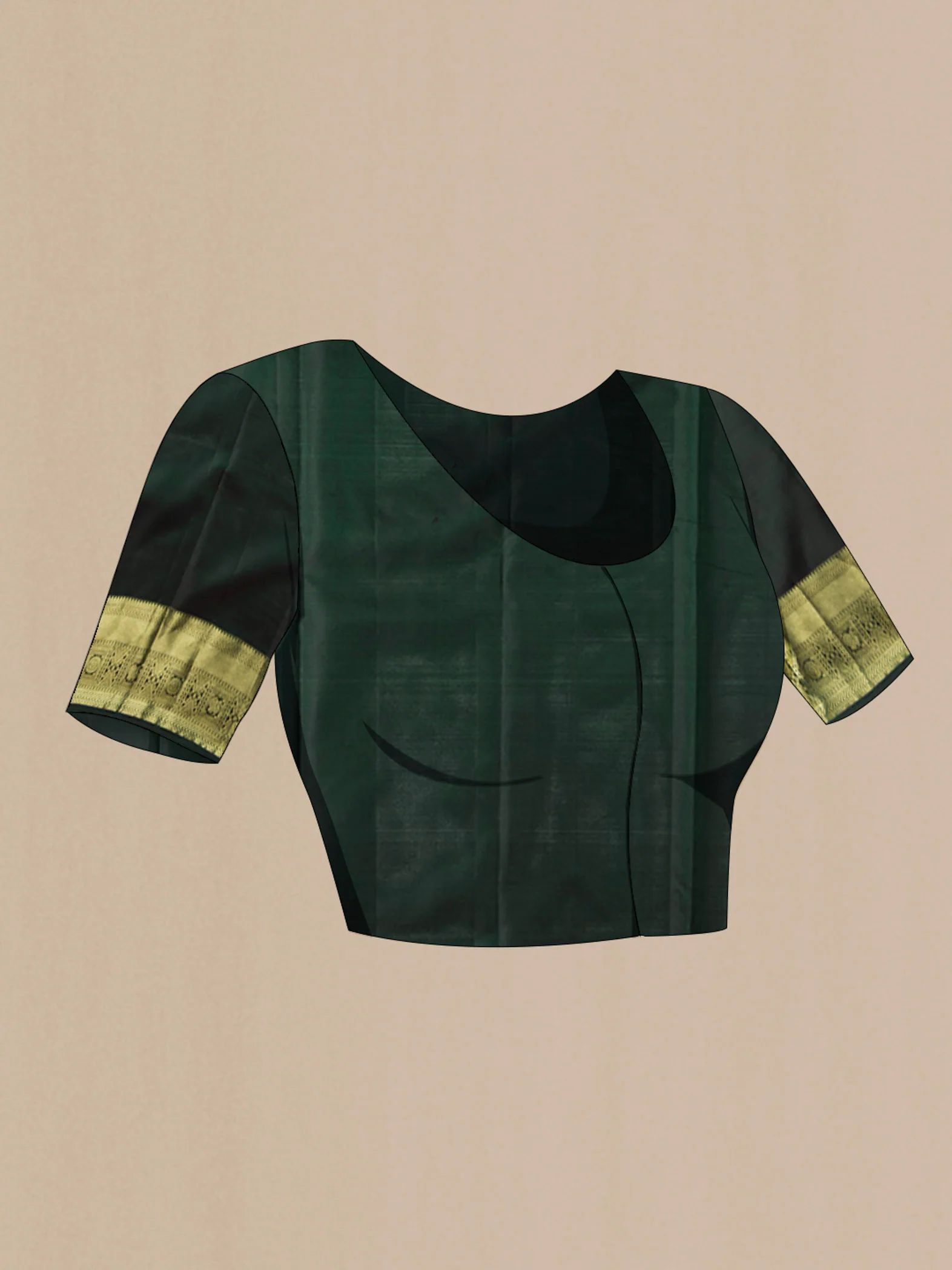 Bottle Green Kanchipuram Silk Saree - Image 5