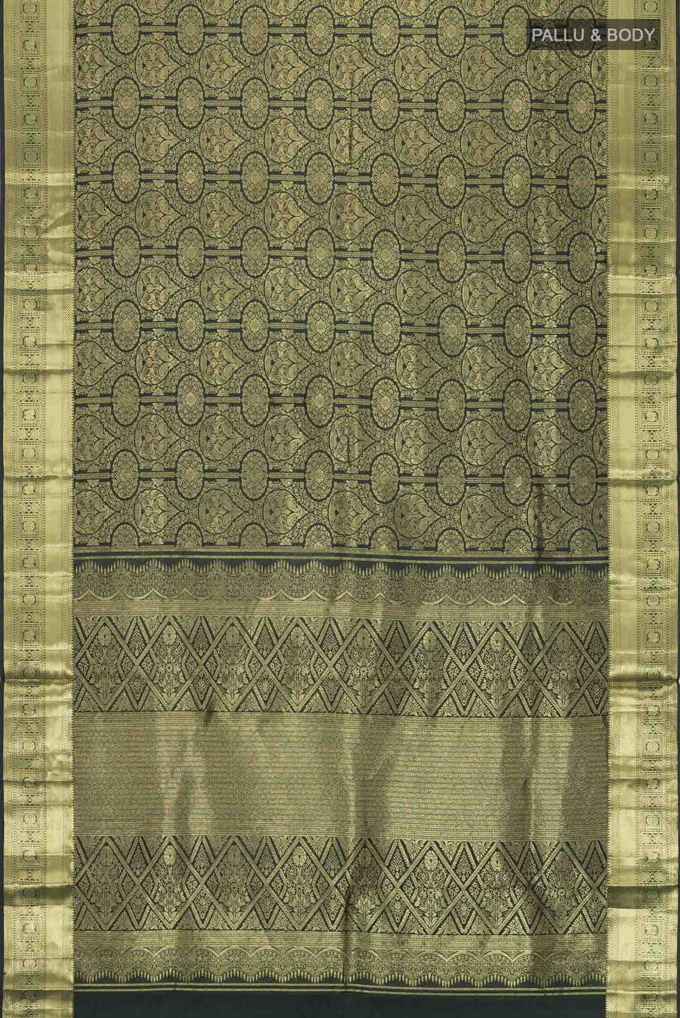 Bottle Green Kanchipuram Silk Saree - Image 6
