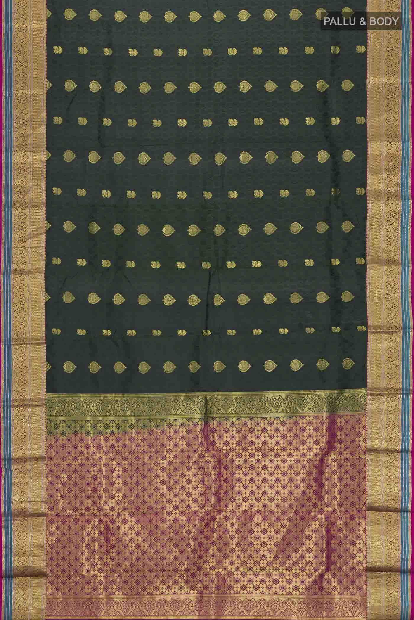 Bottle Green Kanchipuram Silk Saree - Image 6