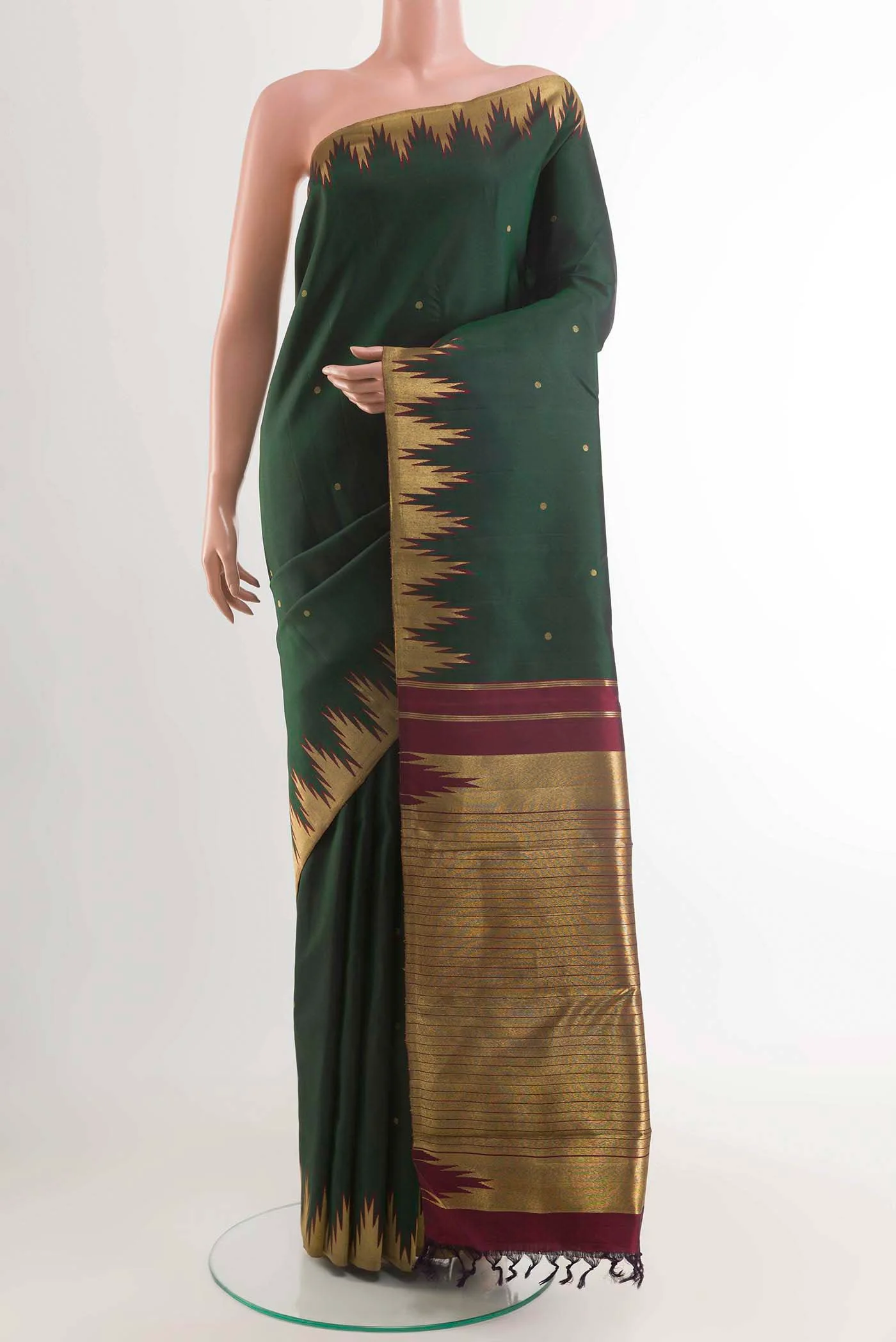 Bottle Green Kanjivaram Silk Saree