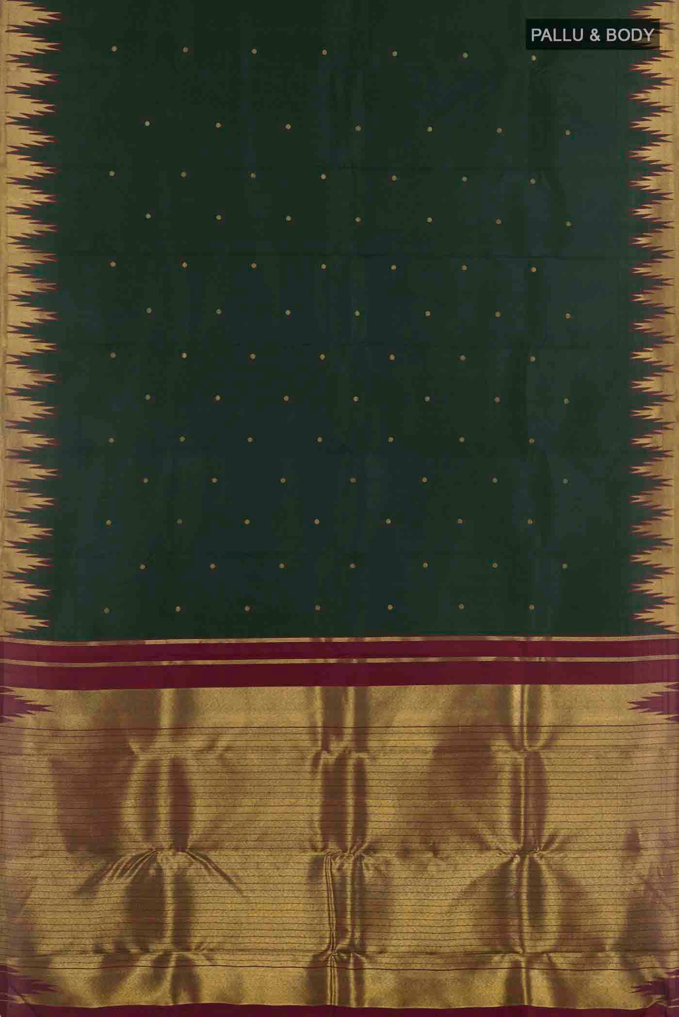 Bottle Green Kanjivaram Silk Saree - Image 6