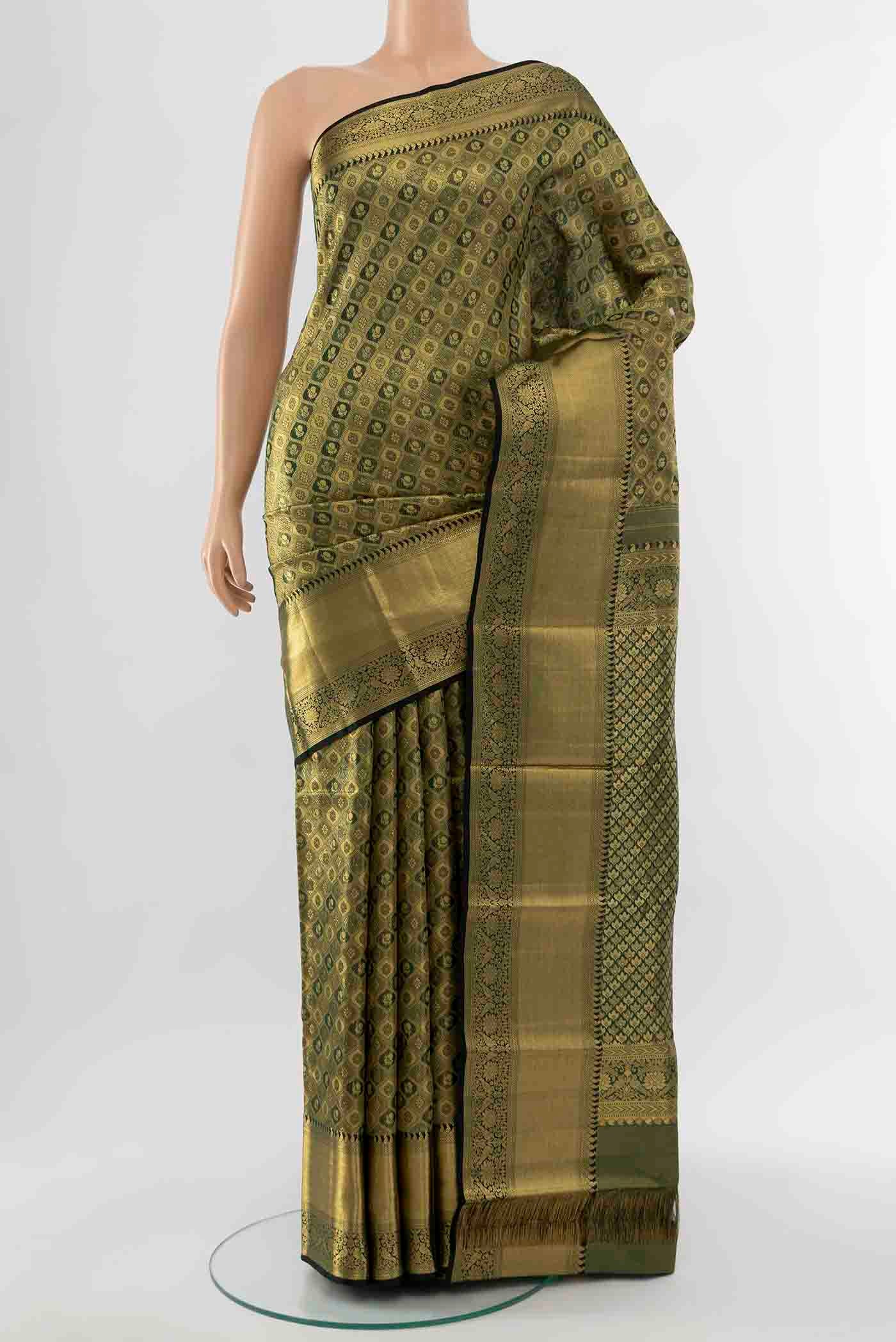 Bottle Green Kanchipuram Silk Saree