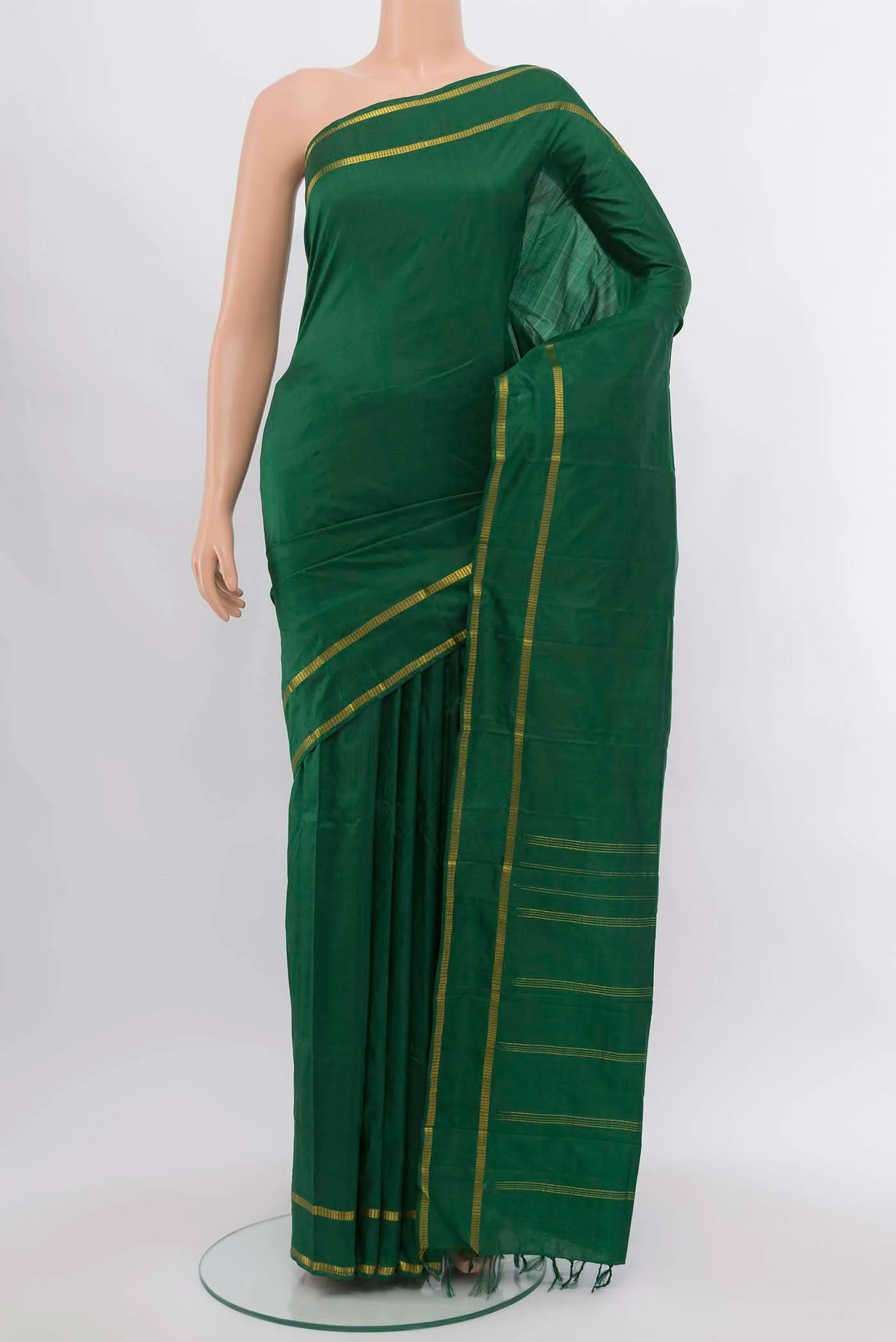 Bottle Green Kanchipuram Silk Saree