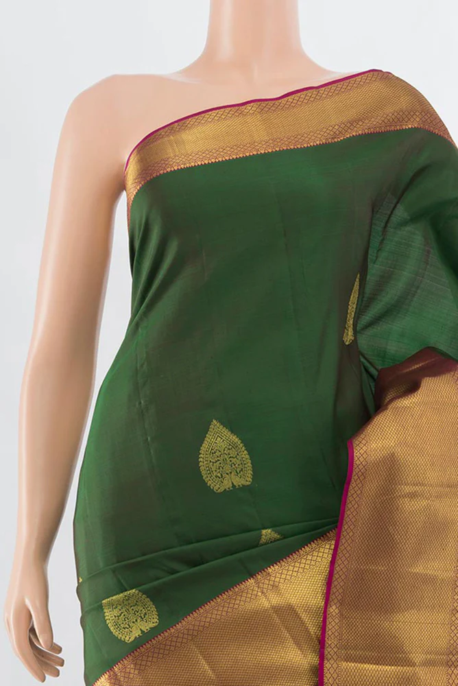 Green Kanchipuram Silk Saree - Image 2