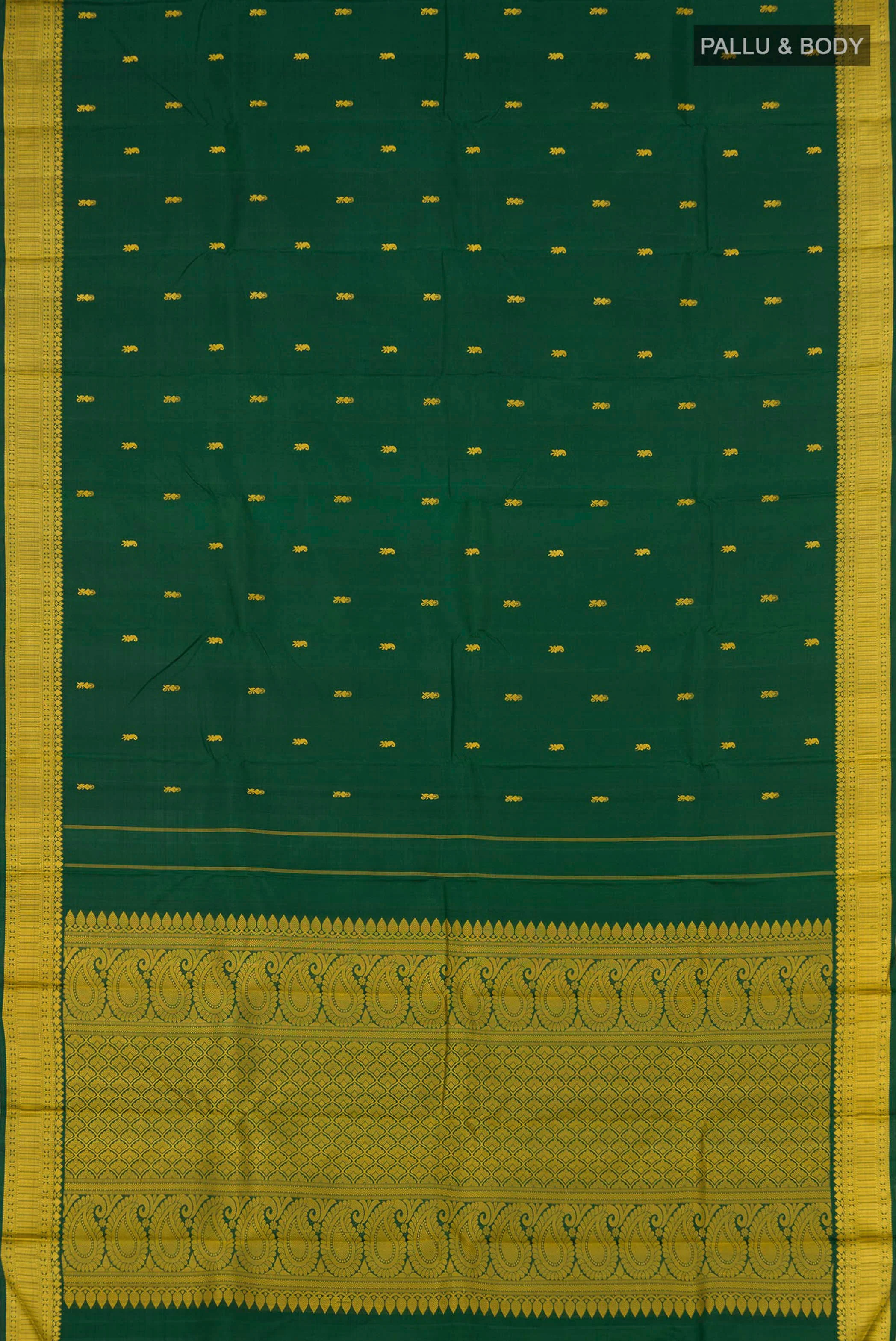 Bottle Green Kanchipuram Silk Saree - Image 5