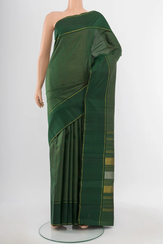Bottle Green Kanchipuram Silk Saree