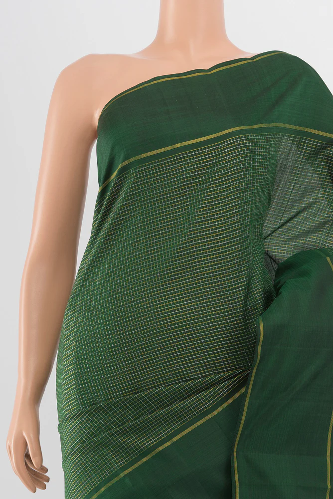 Bottle Green Kanchipuram Silk Saree - Image 2