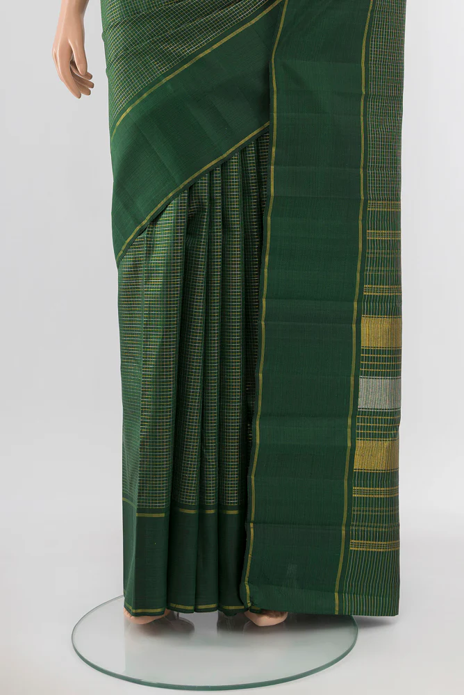 Bottle Green Kanchipuram Silk Saree - Image 3