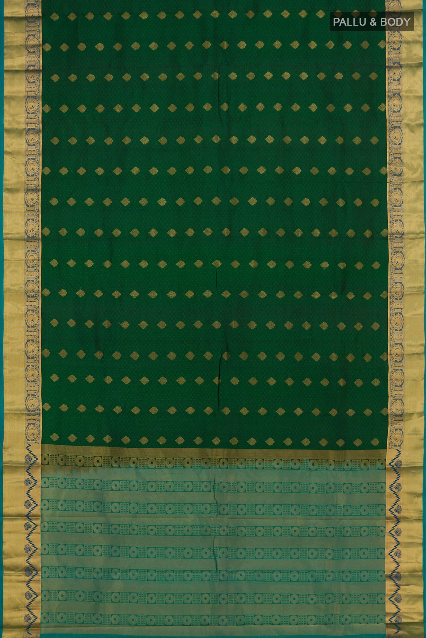 Bottle Green Kanchipuram Silk Saree - Image 5