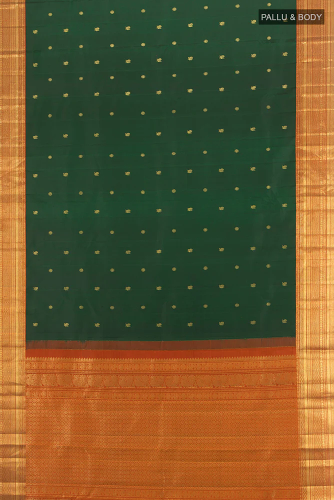 Bottle Green Kanchipuram Silk Saree - Image 5