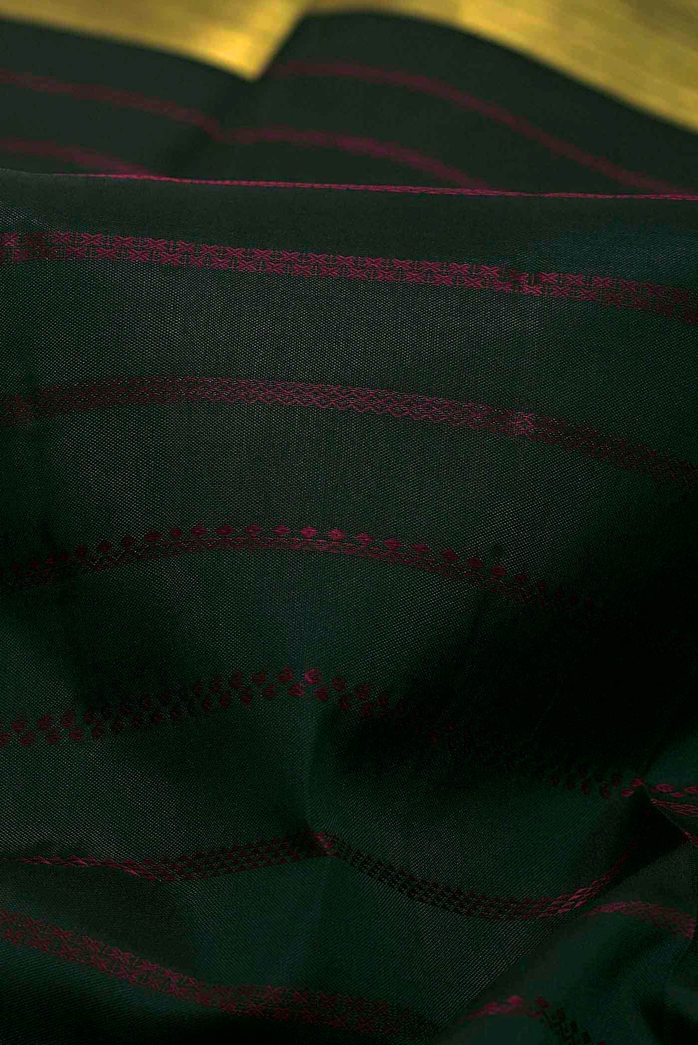 Bottle Green Kanchipuram Silk Saree - Image 3