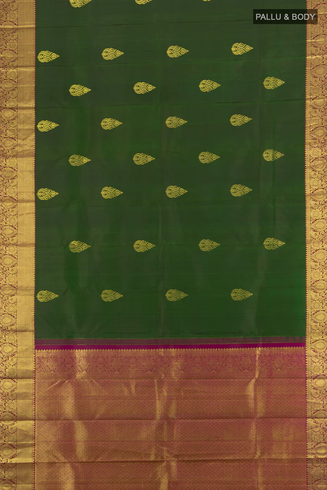 Bottle Green Kanchipuram Silk Saree - Image 5
