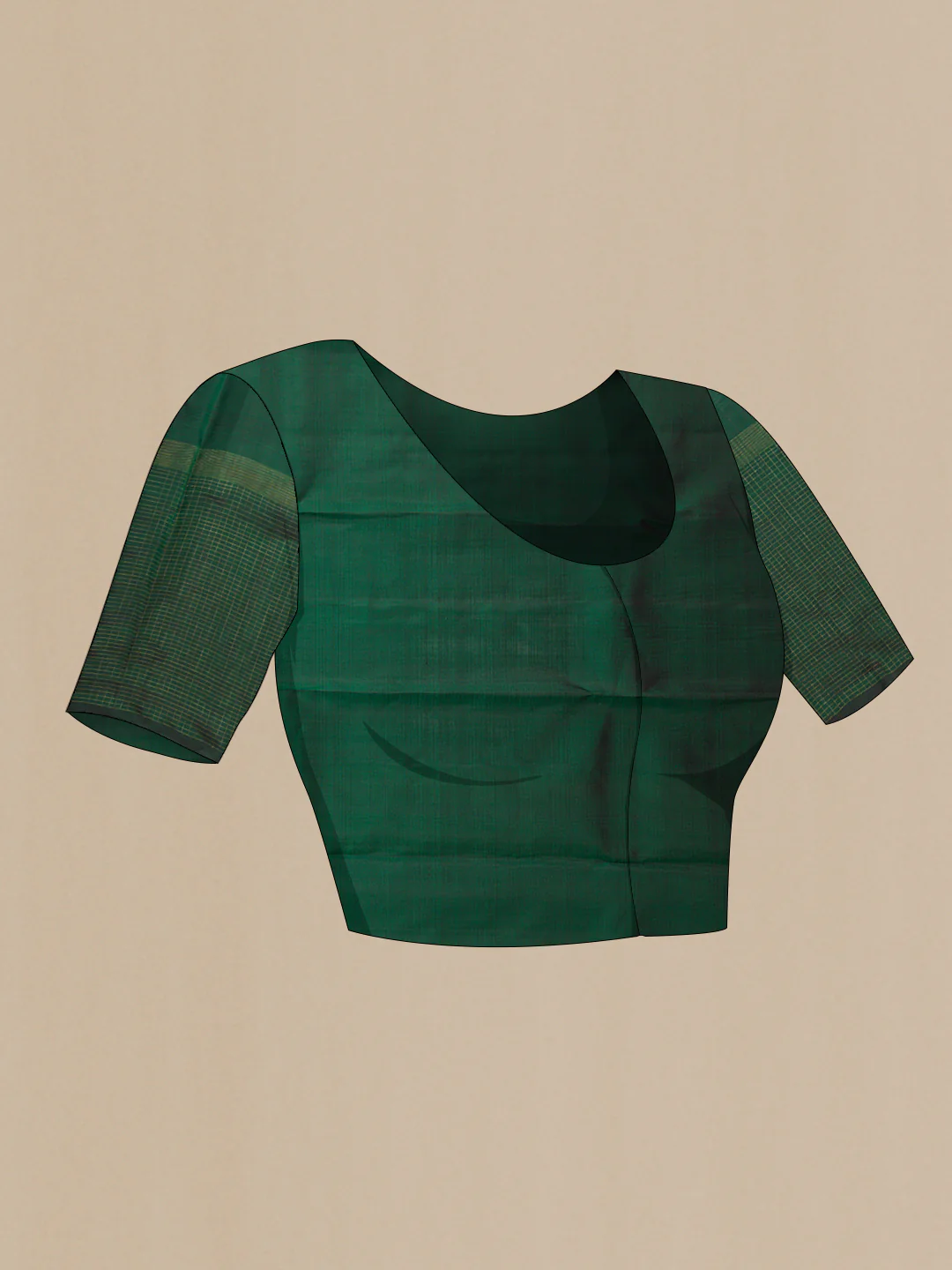 Pure Silk Pure Zari Bottle Green Kanchipuram Saree - Image 5