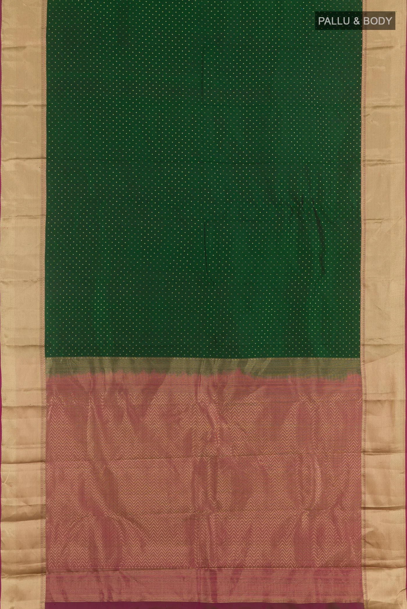 Bottle Green Kanjivaram Silk Saree - Image 3