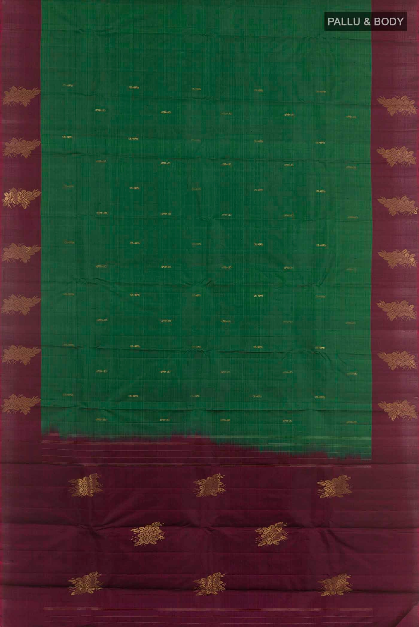 Bottle Green Kanjivaram Silk Saree - Image 3