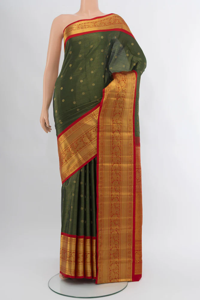 Bottle Green Kanjivaram Silk Saree