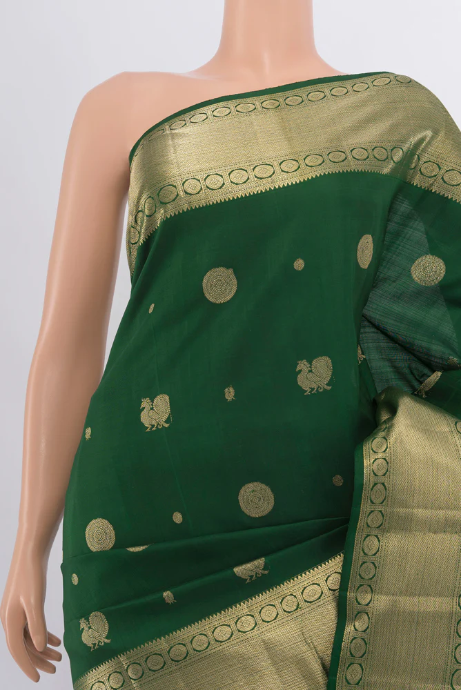 Bottle Green Kanjivaram Silk Saree - Image 2