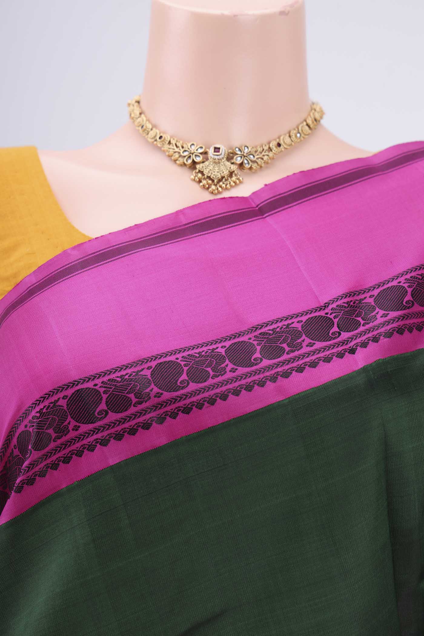 Bottle Green Kanjivaram Silk Saree - Image 2