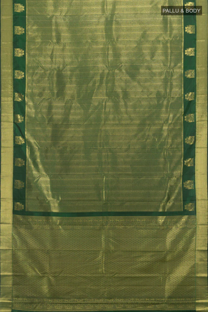 Bottle Green Kanjivaram Silk Saree - Image 5