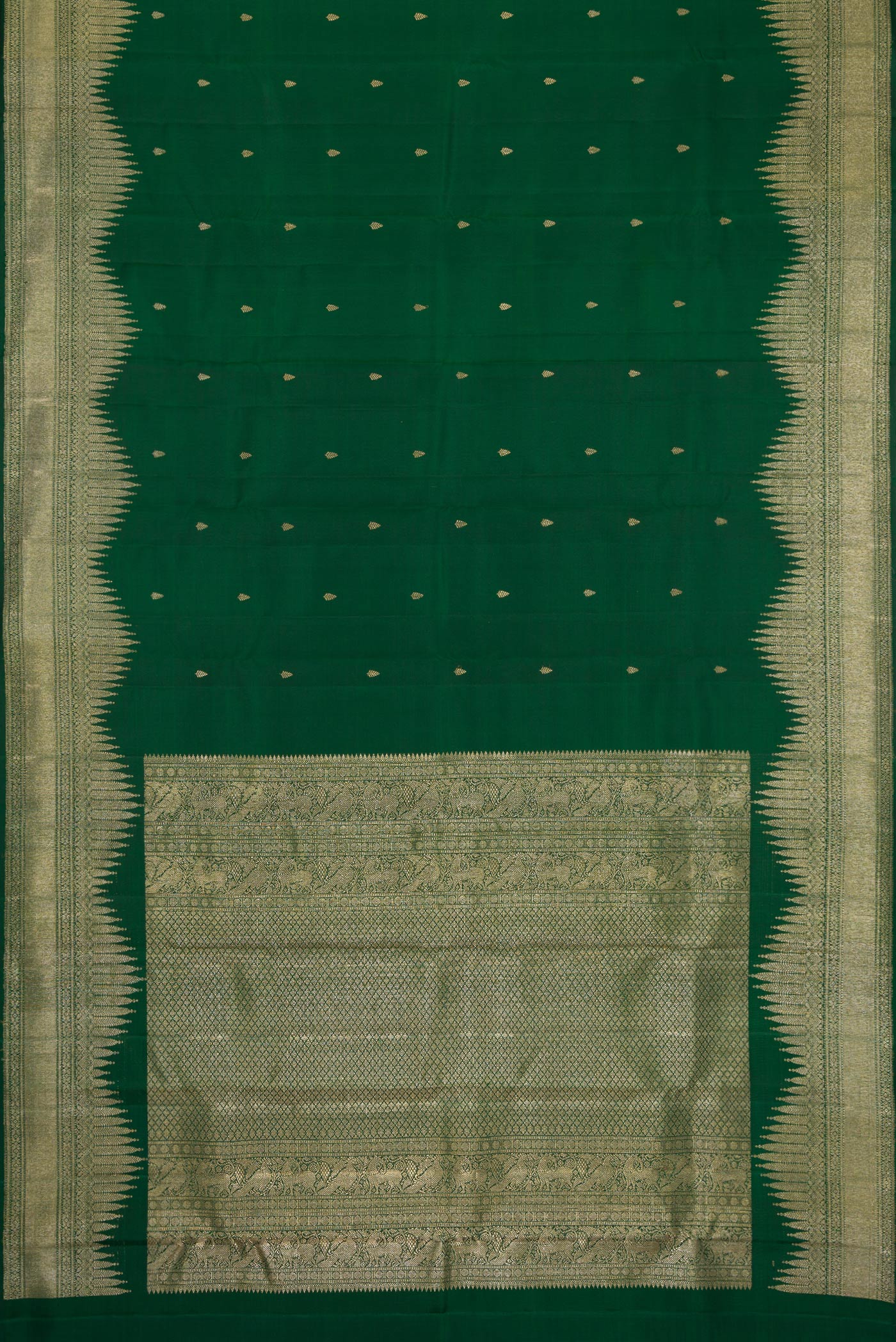 Bottle Green Kanjivaram Silk Saree - Image 6