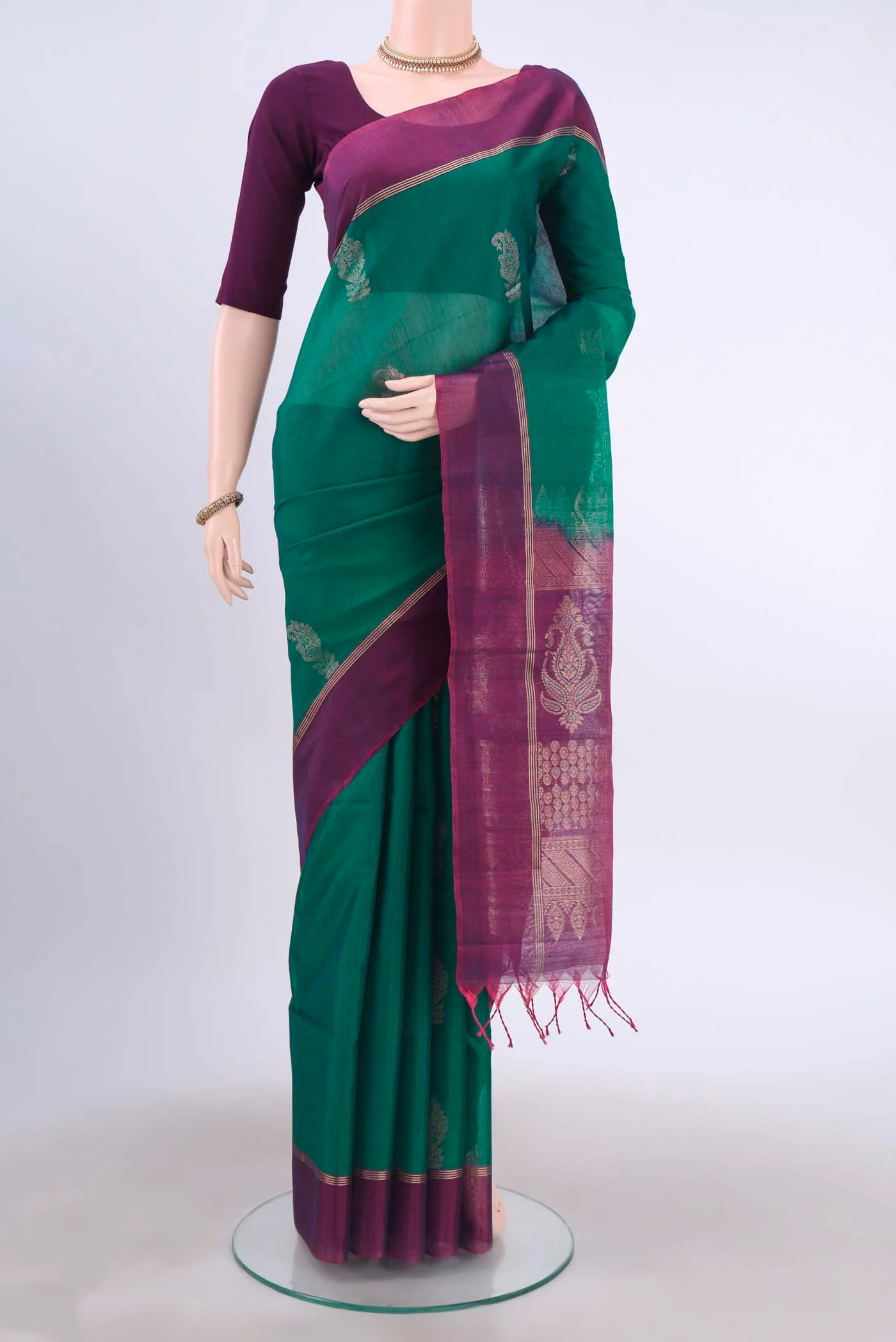 Green Silk Cotton Saree